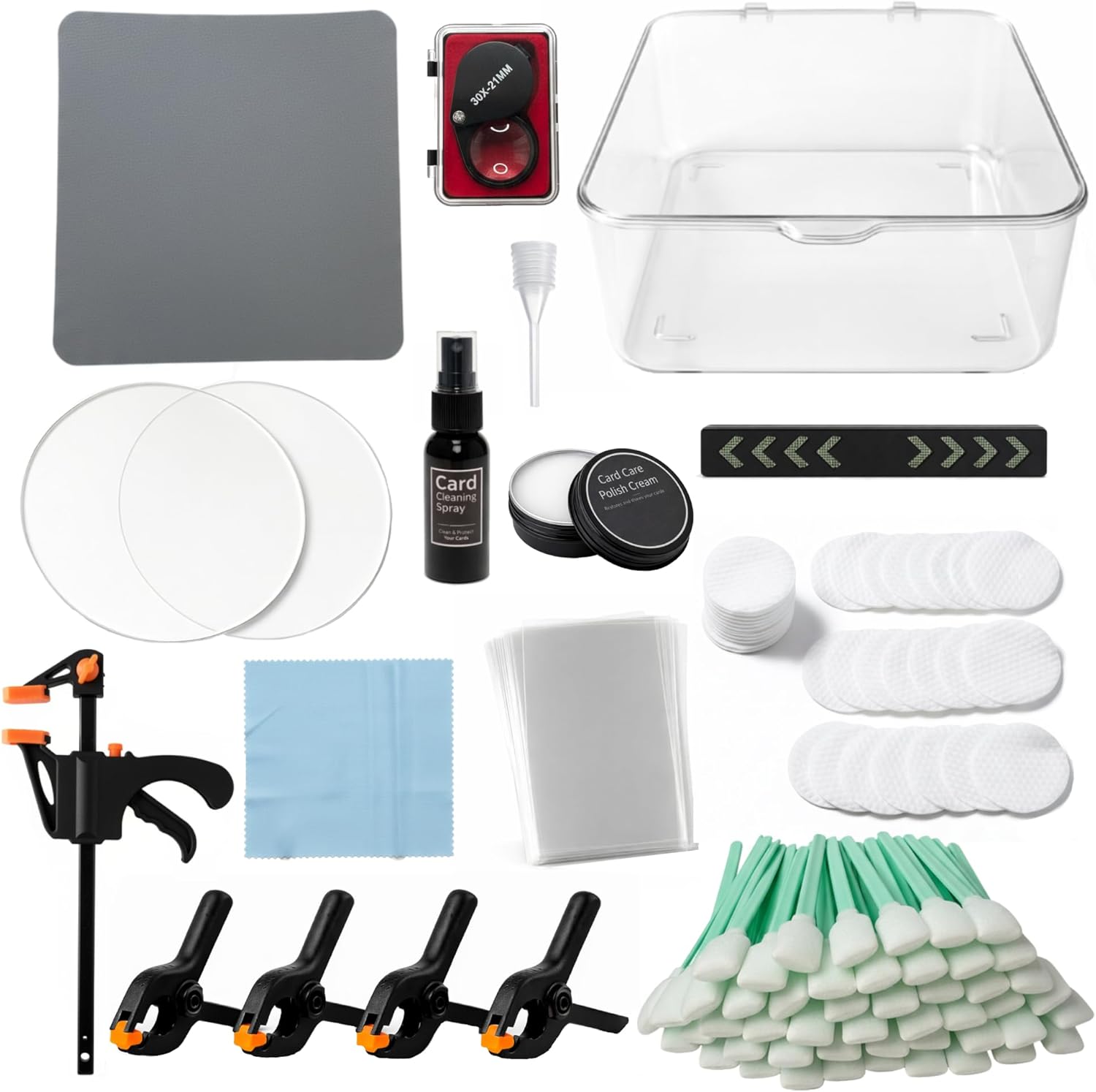 NOVATRA Professional Card Repair Kit – Complete Trading & Sports Card Cleaning Kit with Magnifier, Humidification System, Card Press & Polishing Protection – TCG & MTG Card Restoration Kit