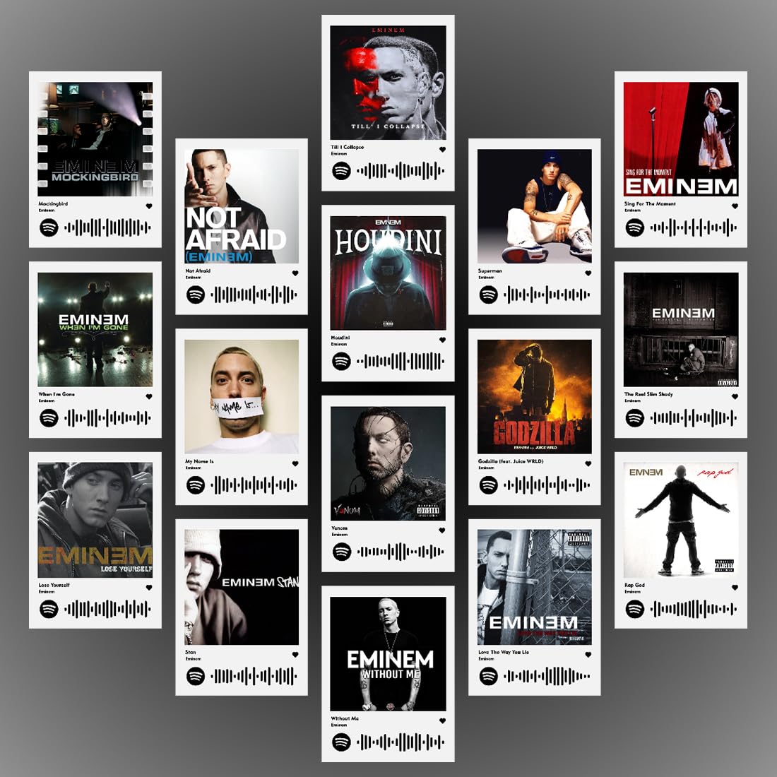INDOART NET - Eminem Poster | Photocards Mini Posters Kit (Set of 16) | Collage Kit Photocard Size (8 x 6 cm) Posters for Phone Accessories, Bedroom, Office, Living room (Eminem)