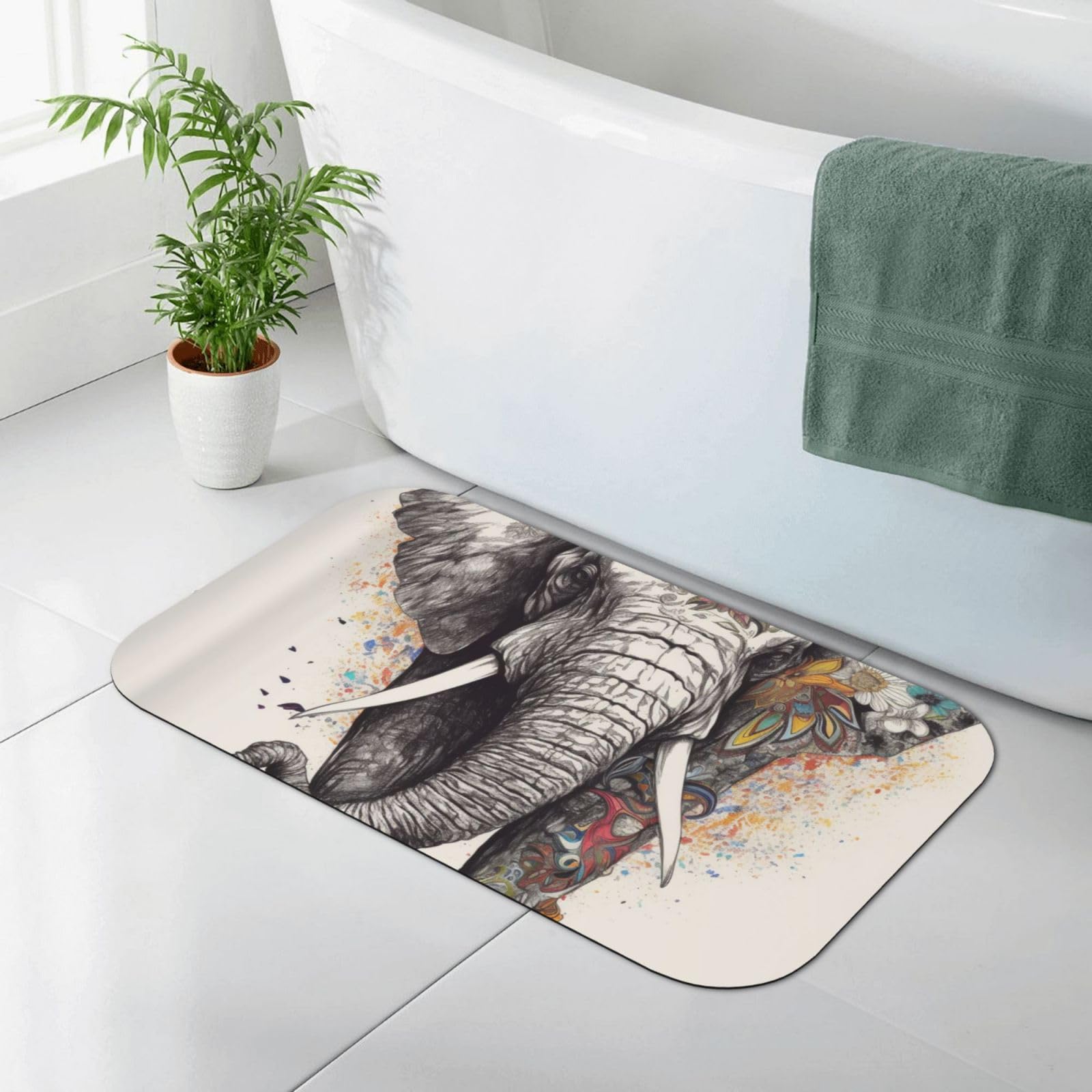 Tapis de salle de bain éléphant en terre de diatomée haut de gamme