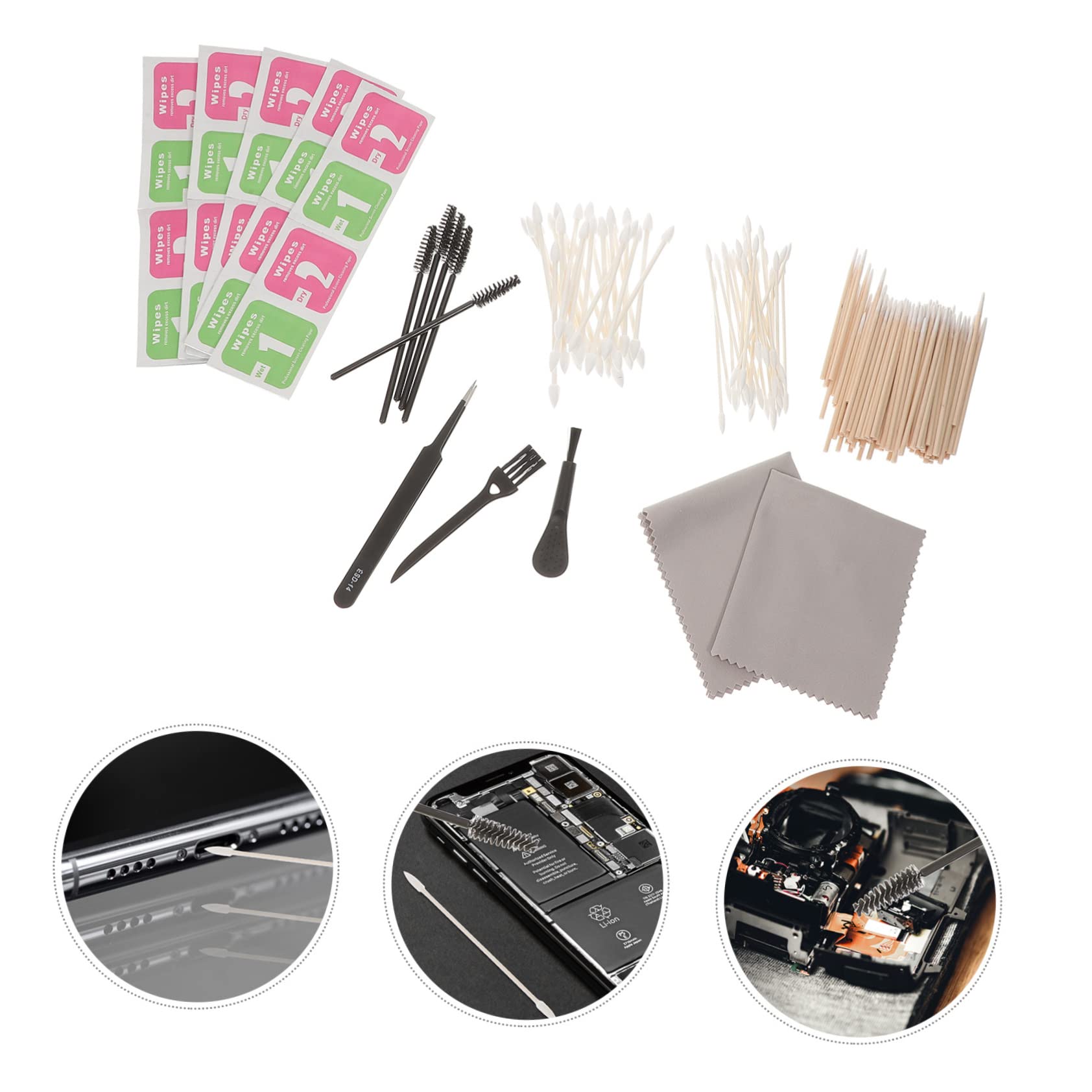 BESTonZON 3 Set E Kit Per La Pulizia Degli Auricolari Tastiera Cablata Auricolare Per Laptop Pulitore Del Telefono Manico a Fisarmonica Camera Digitale Nylon Pezza Per Pulire