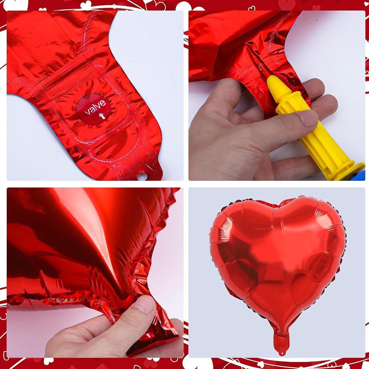 10 Pcs 18 Inch Red Heart Foil Balloons Love Heart Shaped Balloons Red Valentines Heart Foil Balloons for Valentines Day Engagement Anniversary Wedding Birthday Party Valentine's Day Romantic Decor - Image 5