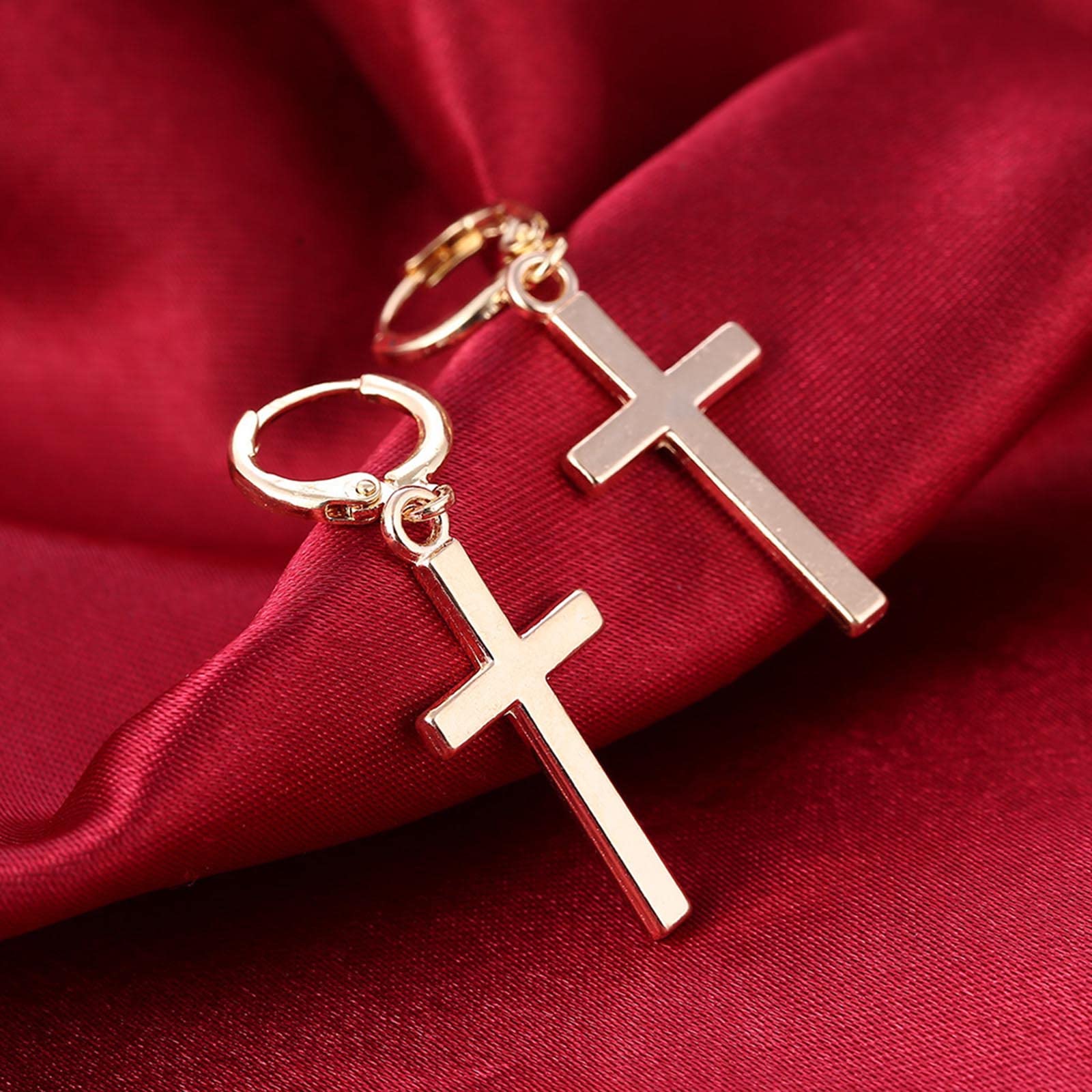 Boucle D'oreille Vintage Argent 925 – Modèle Crucifix Des Années 70 – Neuf