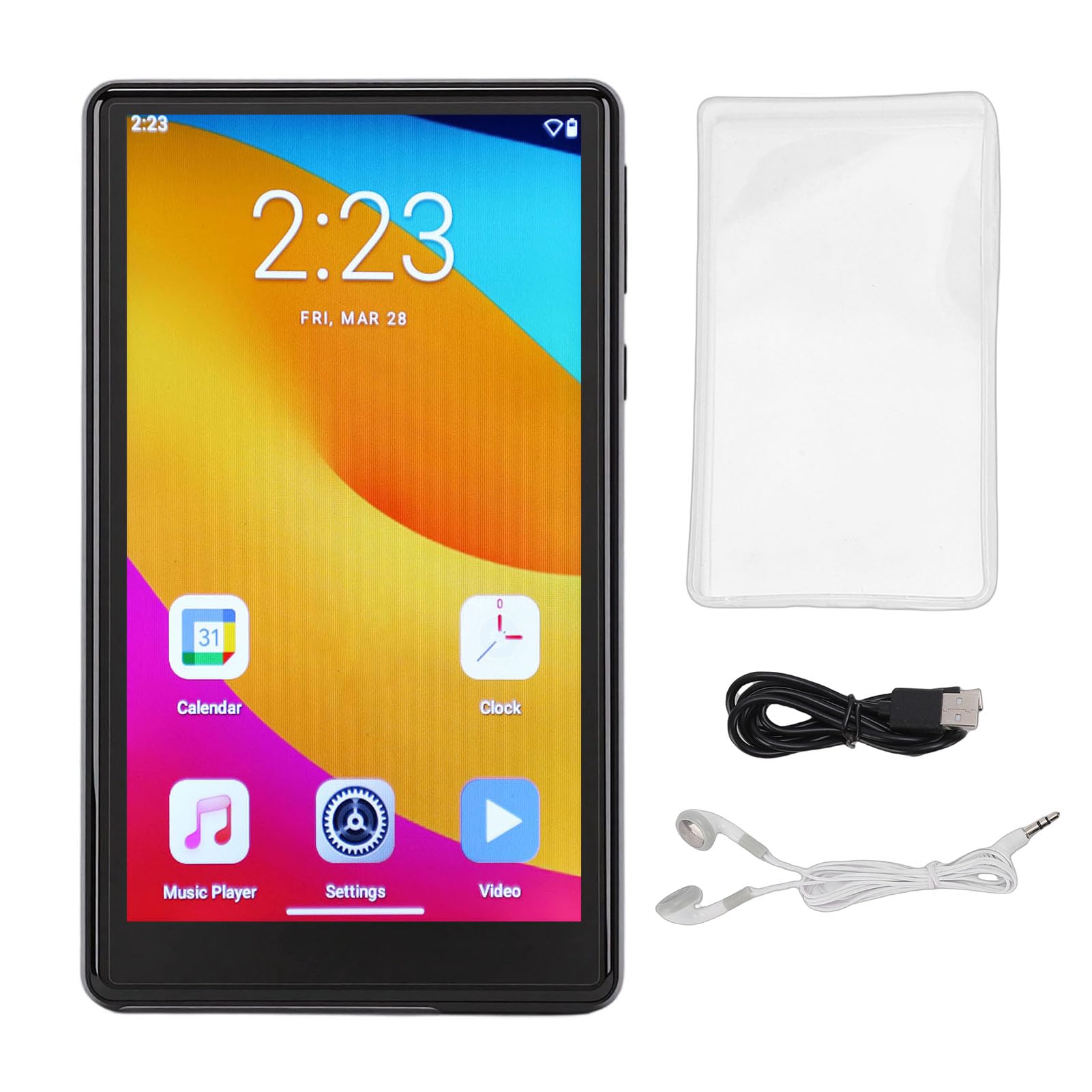 Generic Reproductor de MP3 WiFi con Bluetooth 5.0 Pantalla Táctil Reproductor de Música Digital 3GB 32GB para Deportes Al Aire Libre Viajes Aleación de ABS (Black)