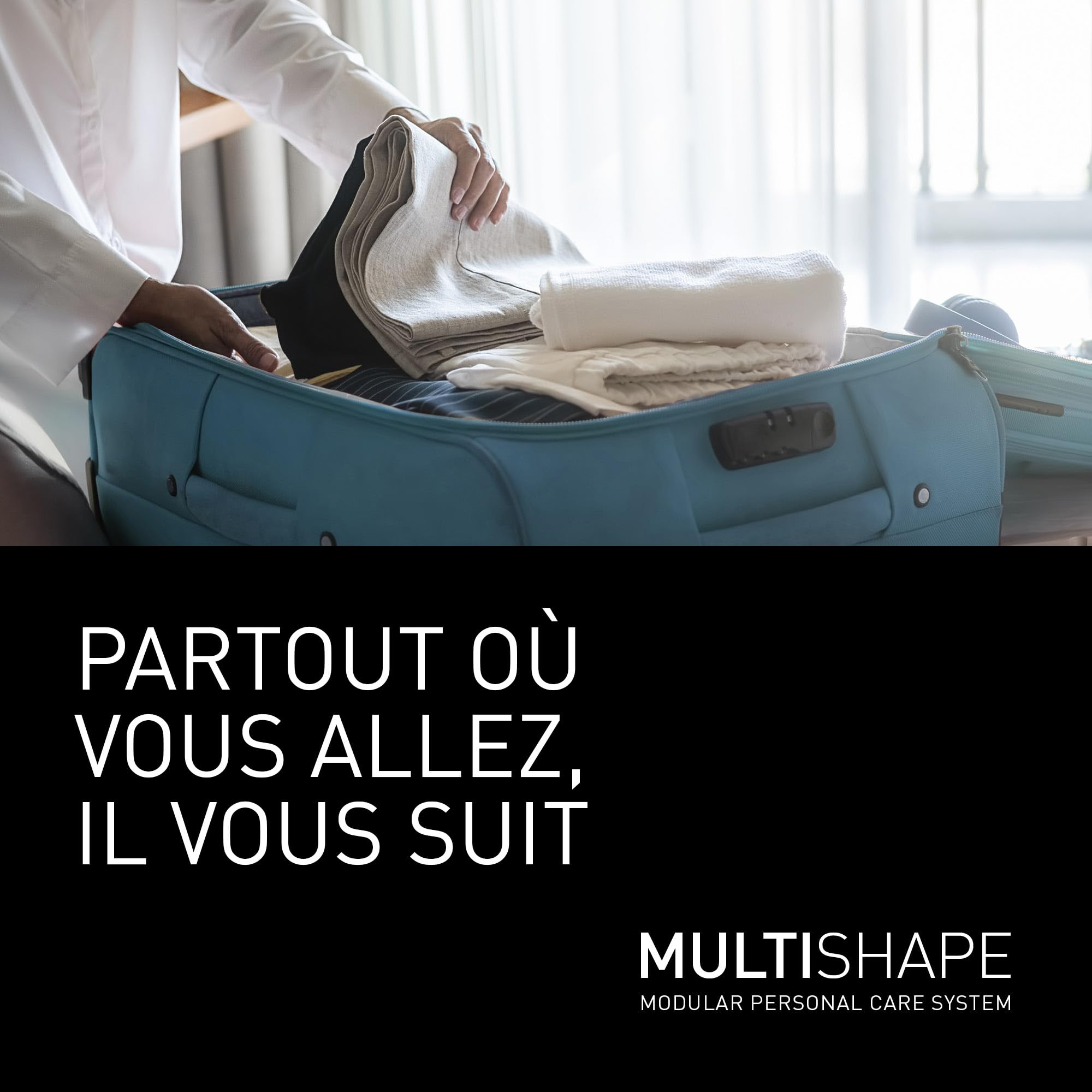 Panasonic ER-CHC1-A301 MULTISHAPE (Système Modulaire de Soins Personnels) Accessoire Tête de Tondeuse à Cheveux avec lames professionnelles, 15 Réglages de Longueur, 4 Peignes, Noir