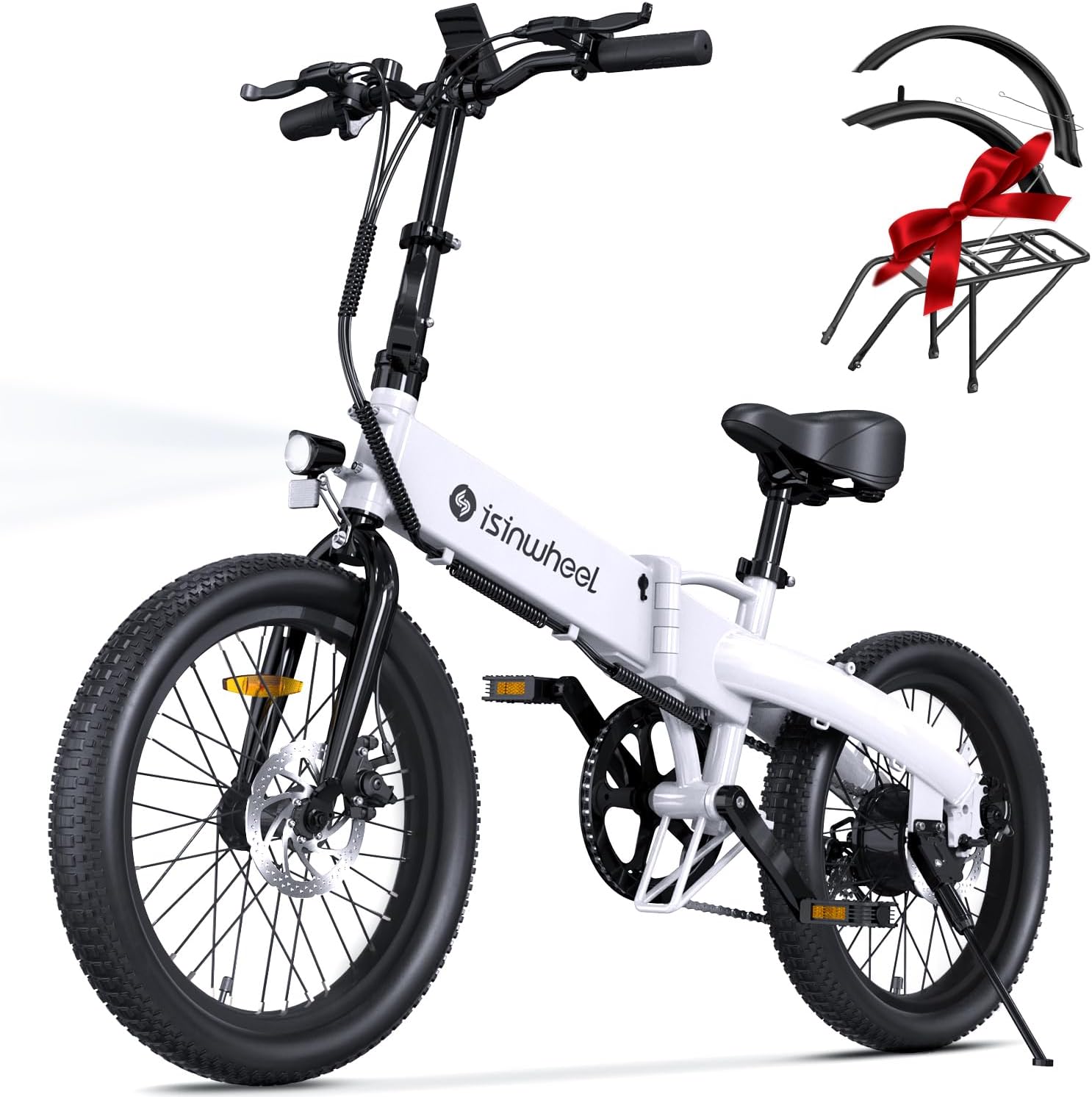 isinwheelU5 Electric Bike Adult 500W, 20" Folding Bikes, 20MPH Max Range 45+ Mile, 48V 374.4Wh Removable Battery, Weighs Only 48.5lbs, Suitable for Leisure Riding&Commuting