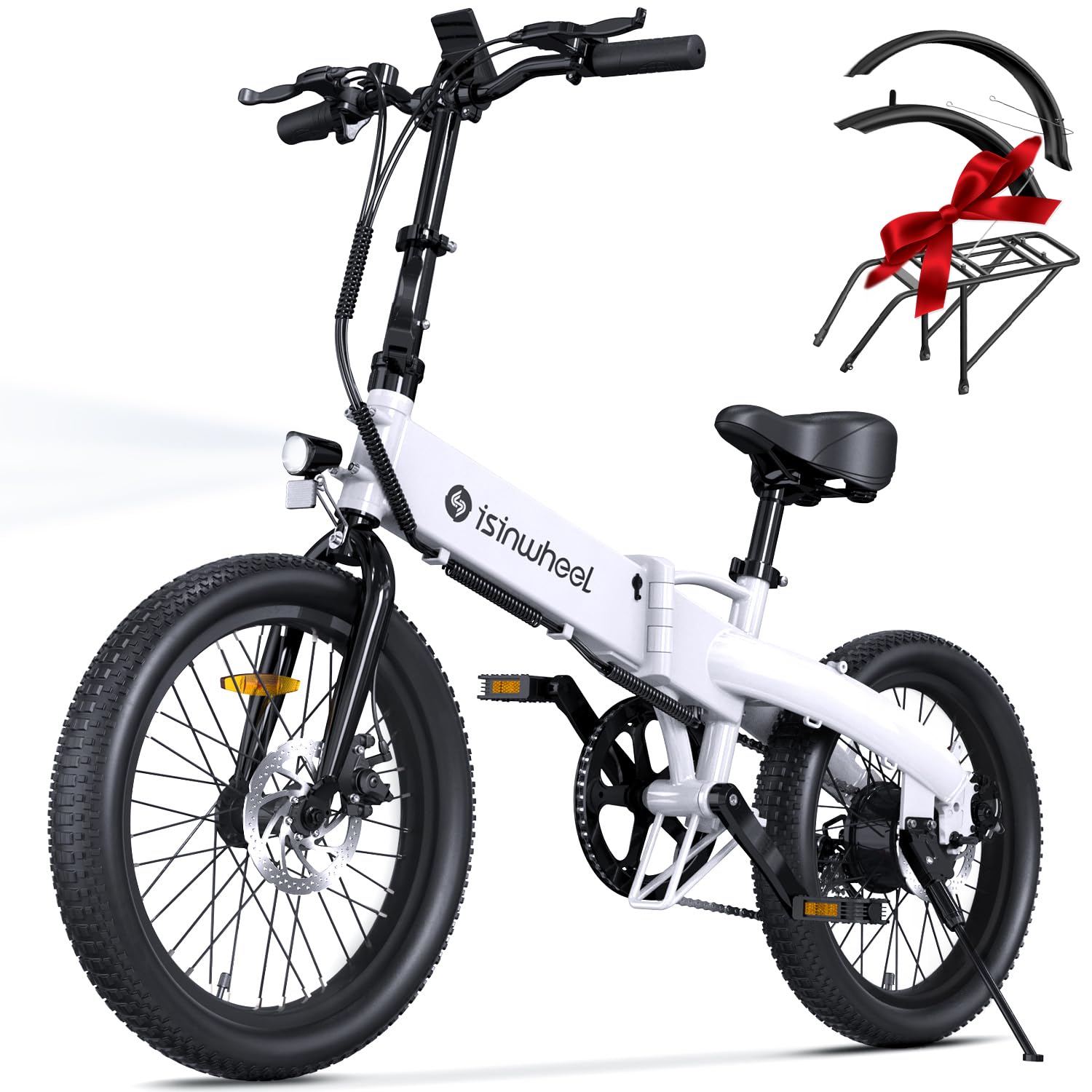 isinwheelU5 Electric Bike Adult 500W, 20" Folding Bikes, 20MPH Max Range 45+ Mile, 48V 374.4Wh Removable Battery, Weighs Only 48.5lbs, Suitable for Leisure Riding&Commuting