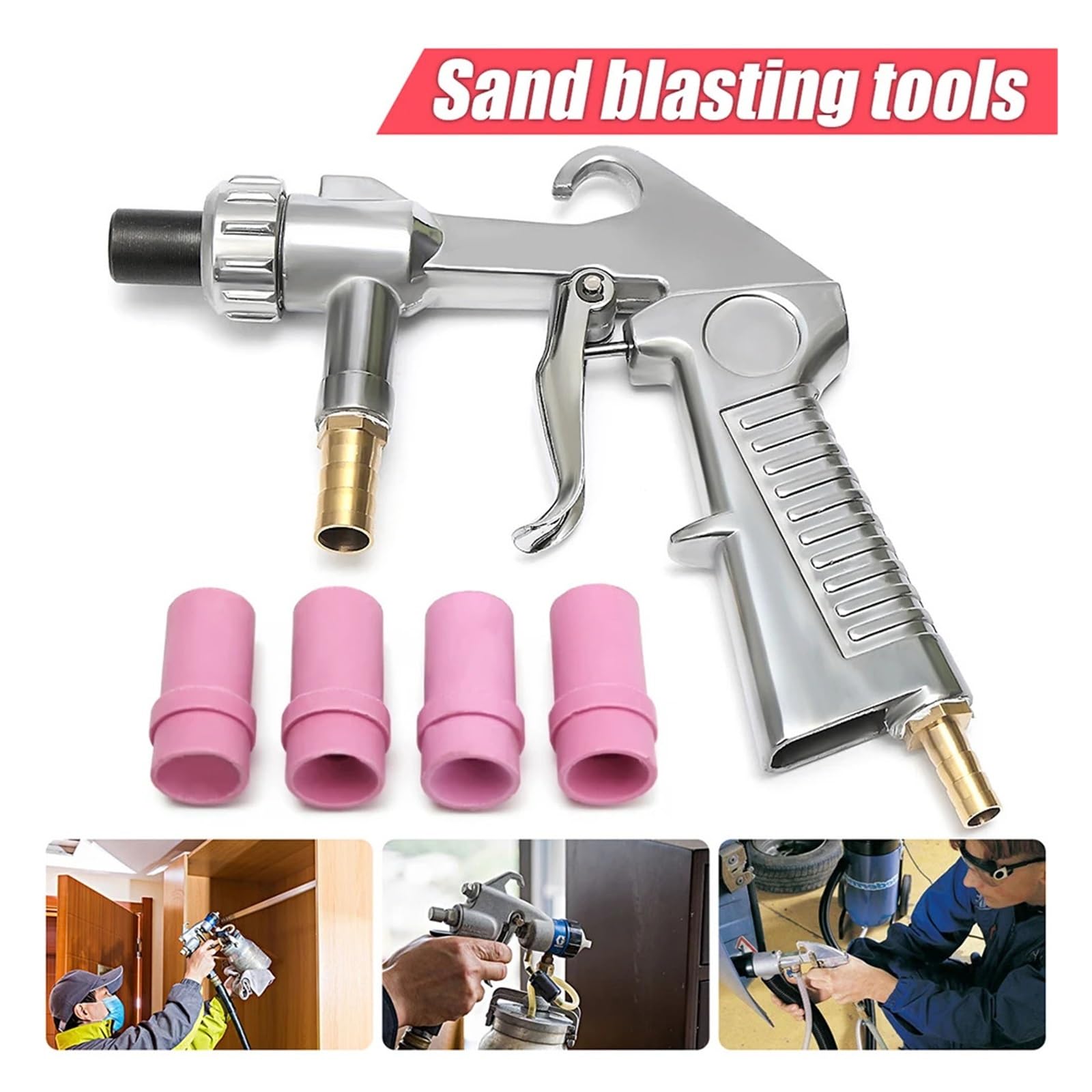 Pistola Rociadora, Kit de pistola sifón for chorro arena con boquillas cerámica for herramientas neumáticas abrasivo
