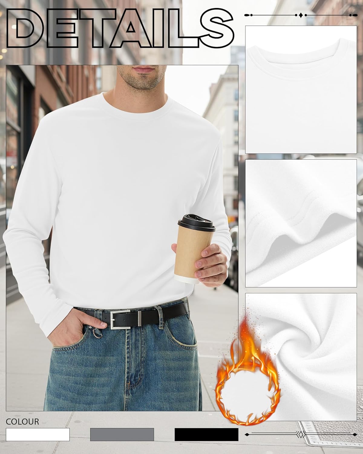 3 Pack Mens Long Sleeve Shirts Crew Neck Thermal T-Shirt Thick Pullover Basic Tops Casual Comfortable Sweatshirt - Image 5