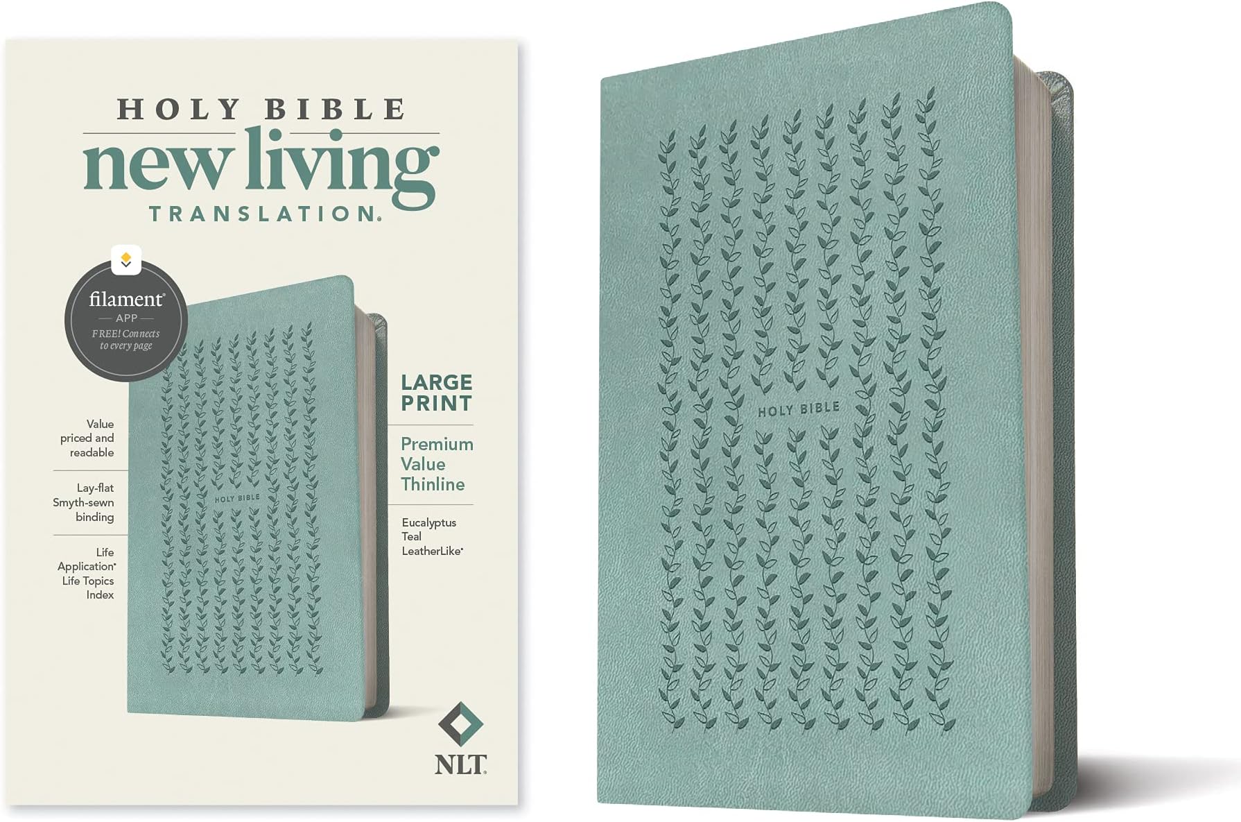 NLT Large Print Premium Value Thinline Bible, Filament Enabled Edition (Leatherlike, Eucalyptus Teal): New Living Translation, Eucalyptus Teal, ... ... Thinline Bible, Filament Enabled Edition