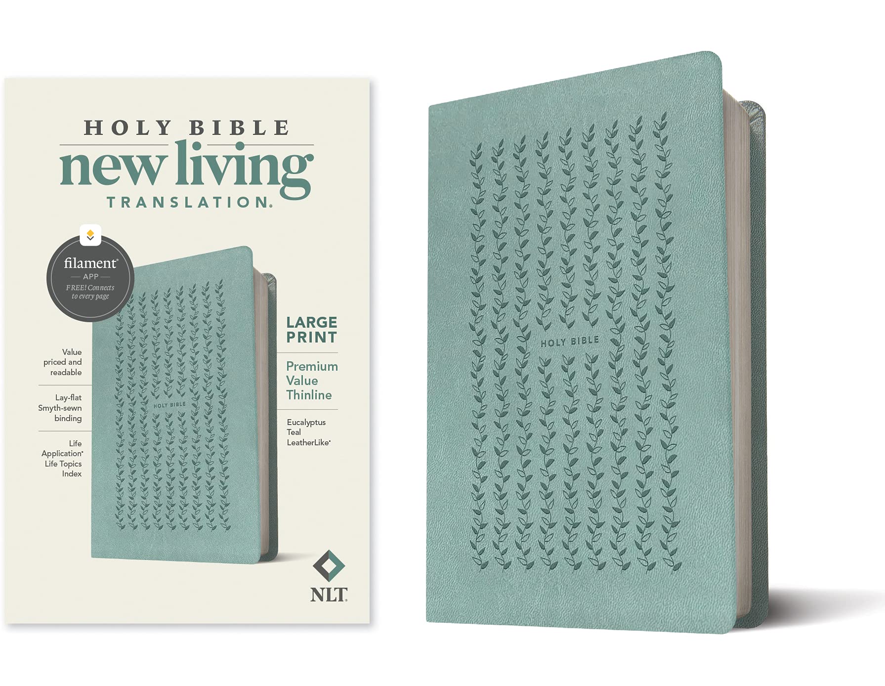 NLT Large Print Premium Value Thinline Bible, Filament Enabled Edition (Leatherlike, Eucalyptus Teal): New Living Translation, Eucalyptus Teal, ... ... Thinline Bible, Filament Enabled Edition