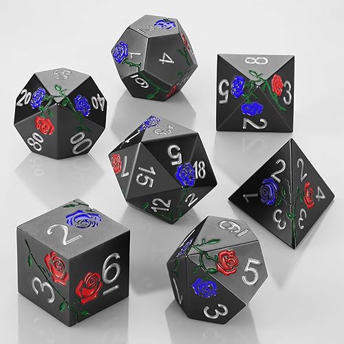 Miniatura 5 de DND - Juego de dados de metal, juego de dados poliédricos de color rosa D&D, perfecto en caja de metal de regalo para juegos de rol DND Dungeons and