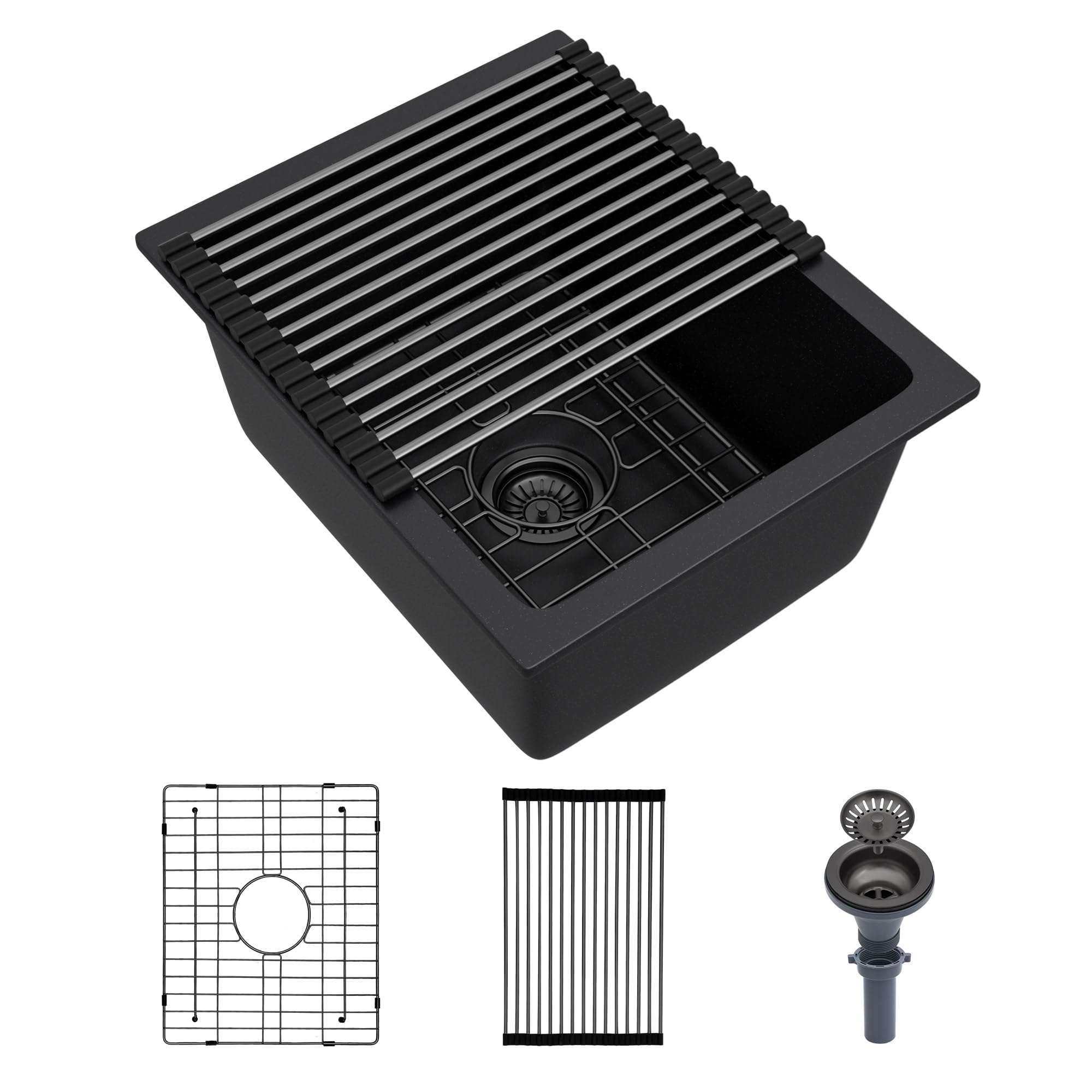 Fregadero bajo encimera negro de 15x18 pulgadas para ahorrar espacio