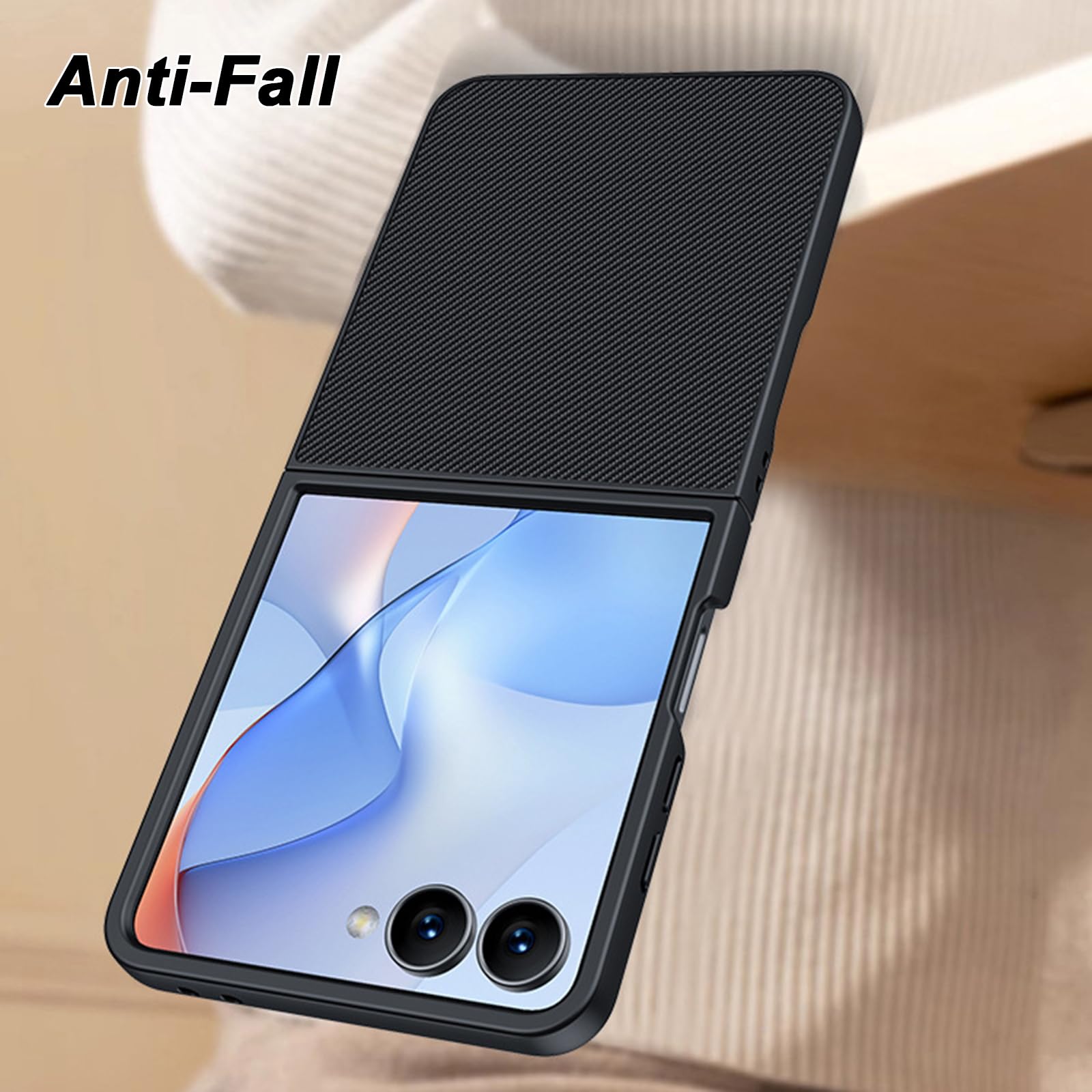 Cienkie etui do Samsung Galaxy Z Flip 8, wzór skóry z włókna węglowego