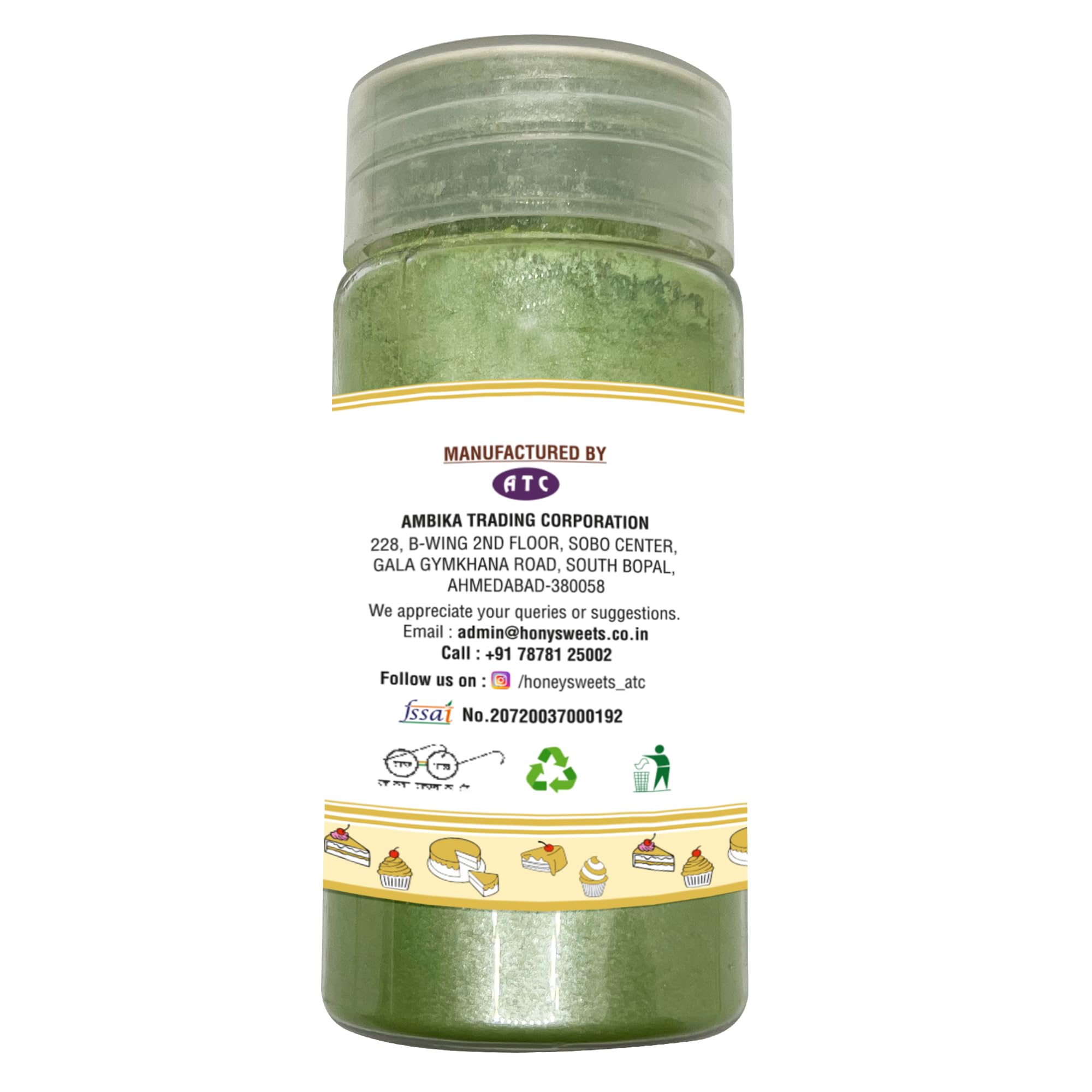 Honey Sweets Edible Parrot Green Luster Dust for Painting on Cakes and Chocolates | Glittering Shiner Dust |Edible Luster Dust for Cake Decorating |(25 Grams, Parrot Green) - Image 3 thumbnail
