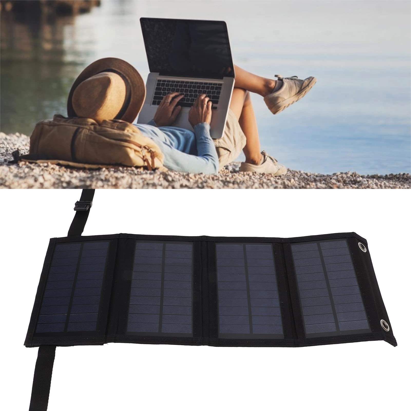 Panel Solar Plegable, Carga Rápida y Energía Renovable, Cargador de Batería Móvil 20W USB 5V, Diseño Ligero Portátil para Campamentos, senderismo, picnics, escalada al aire