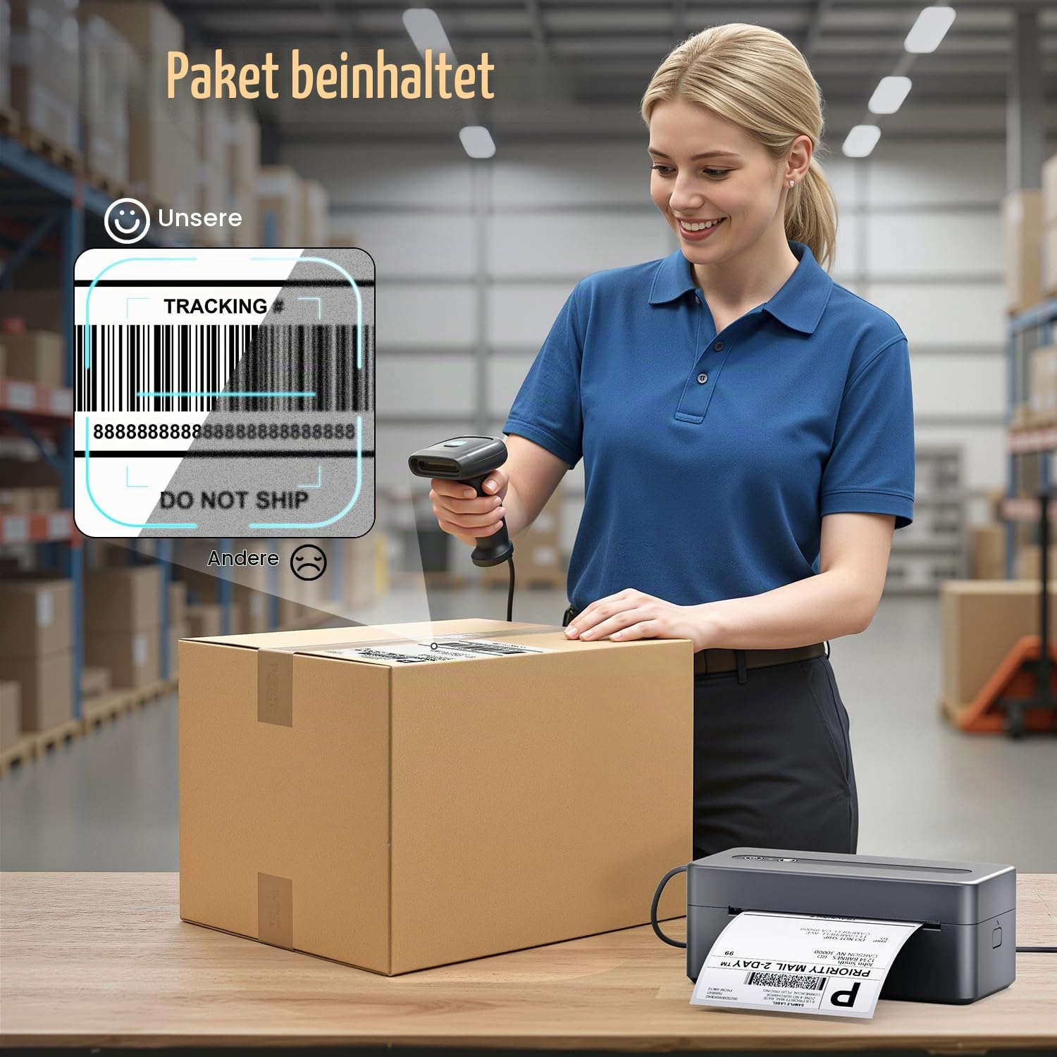 TATTMUSE DHL Etikettendrucker Bluetooth, Versandetiketten Drucker 4x6, Grau | Label Printer Unterstützt iOS, Android, Windows und Mac, Thermodrucker Labeldrucker Kompatibel mit Amazon, Vinted, DPD