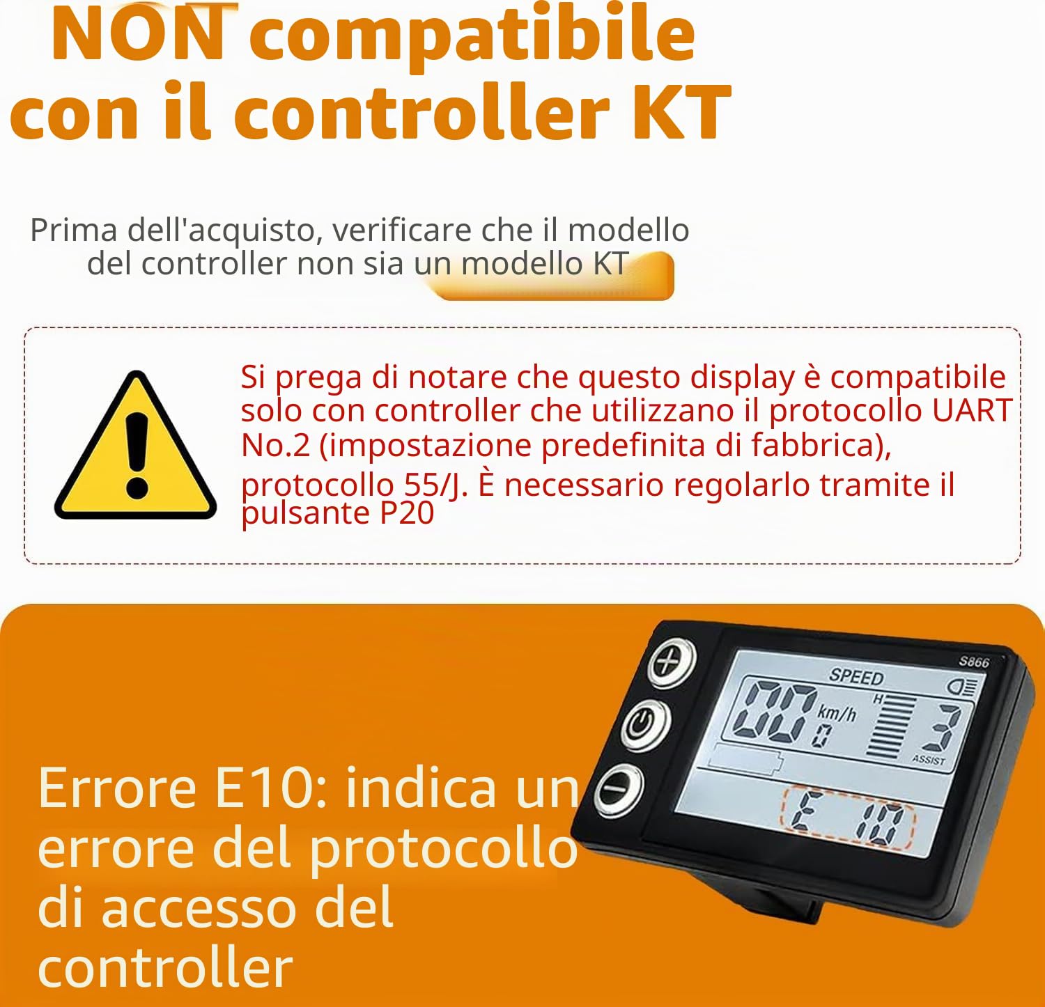 S866 - Contachilometri per bicicletta elettrica con display LCD, 24 V, 36 V, 48 V, pannello di controllo con display LCD, senza fili, per scooter elettrico, modifica bici elettrica