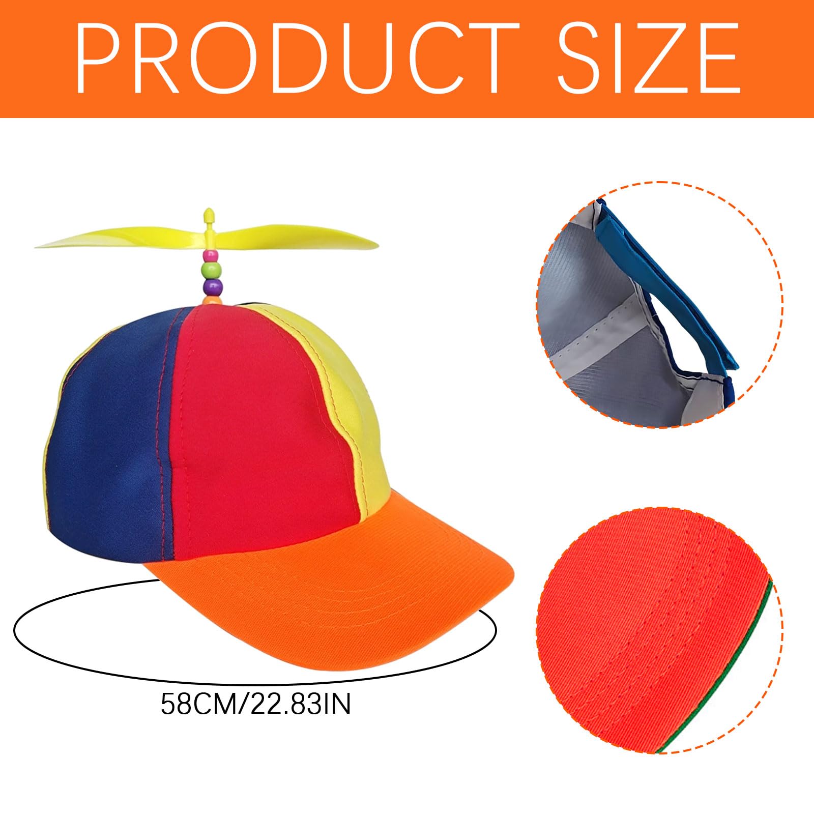 AWAVM Propeller Hat,Adults Funny Helicopter Fisherman Hat,Colorful Patchwork Rainbow Propeller Cap,Summer Sun Protection Sun Colorful Helicopter hat for Fancy Dress Party Gifts - Image 2