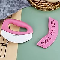 Vista 5 de Cortador de pizza premium con rueda y picador de alimentos - Cuchillo de pizza multifunción con cuchilla superafilada de acero inoxidable, rebanador