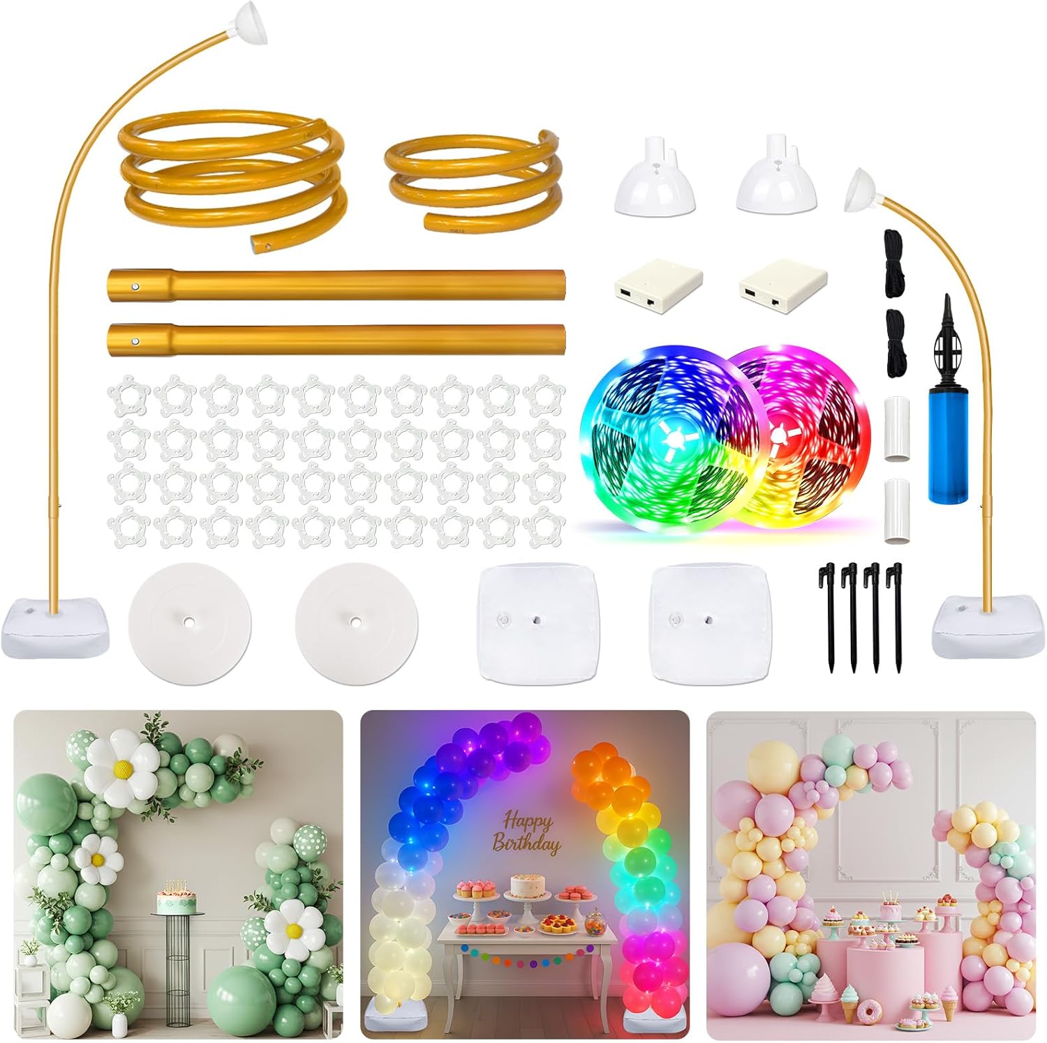 Lighted Gold Half Balloon Arch