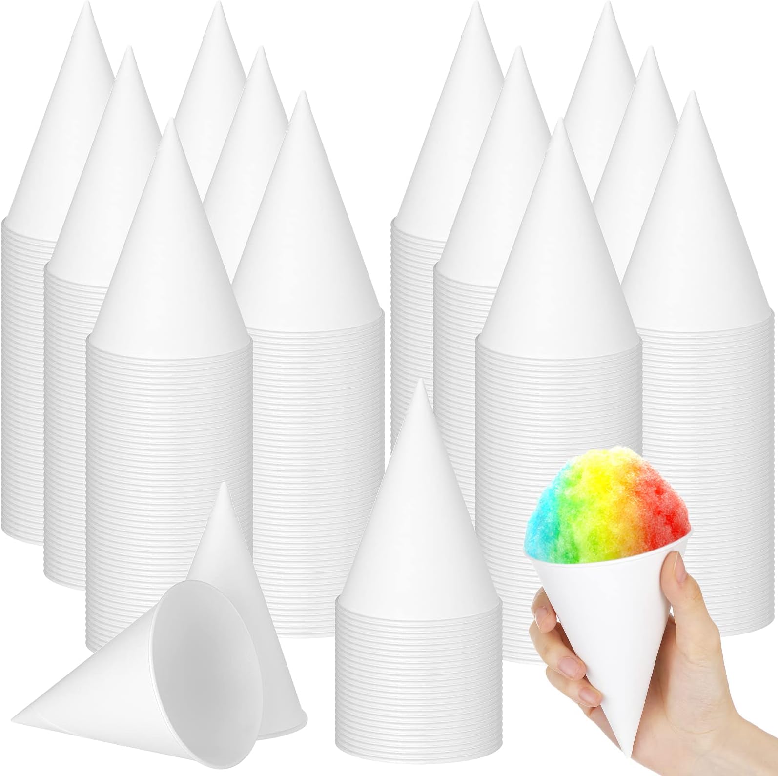 Sumind 1000 Pieces Paper Cone Cups 6 oz Disposable Snow Cone Cup Pre Coated Leakproof Ice Cream Water Paper Cups for Dispenser Office Home Wedding Birthday Party