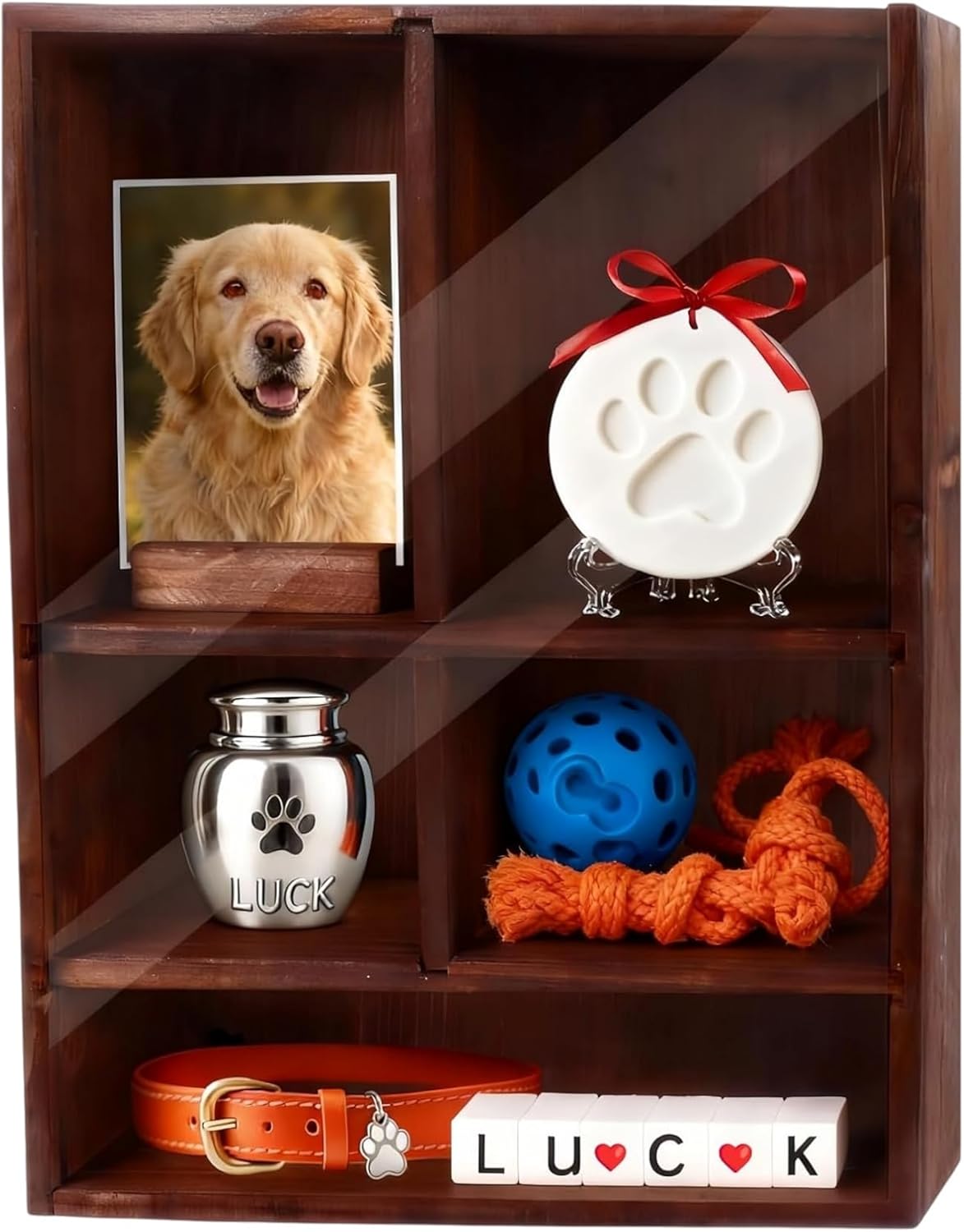 Dog Memorial Shadow Box with Pen,11x4x14 Inch Pet Ashes Keepsake Wall-Mountable Display Case for Dog /Cat Loss Sympathy Gifts - Wooden