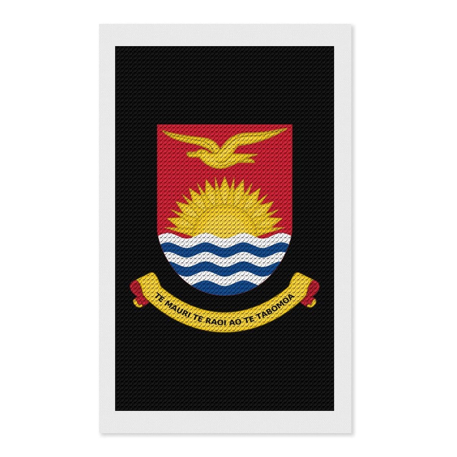 Nclqvjxzkhw Style Coat Of Arms Of Kiribati Diamond Art Painting For Adult Round Diamonds Pictures Arts Crafts Home Wall Decor 12"X20"