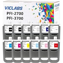 PFI-3700 PFI-2700 Ink Cartridges Replacement for Canon PFI-3700 PFI-2700 Ink Cartridge for use in Canon ImagePROGRAF PRO-2600 PRO-4600 PRO-6600 Series Large Format Printers 12-Pack