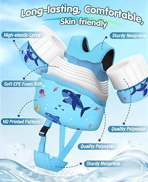 HeySplash Toddler Swim Vest, Toddler Pool Floaties with Adjustable Strap