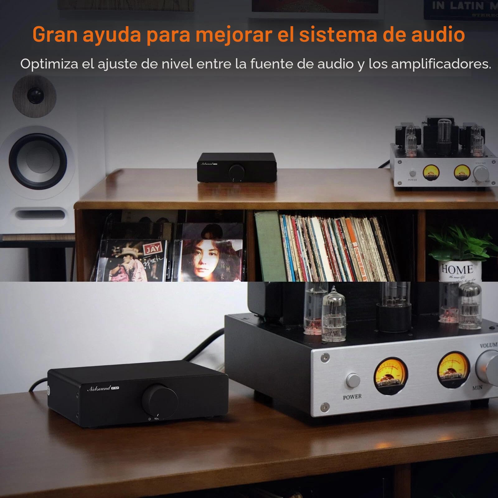 Amortiguador preamplificador pasivo XLR: Control de volumen de audio estéreo simétrico para optimizar la señal. Con potenciómetro ALPS RK27 y conectores dorados. Para audiófilos con experiencia