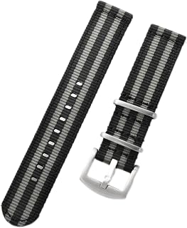 TACTICAL FROG 24mm 패스트 릴리즈 나일론 시계 밴드, 스테인리스 스틸 버클, 남성 및 여성용, 2피스 방수 나일론 시계 스트랩, 블랙그레이