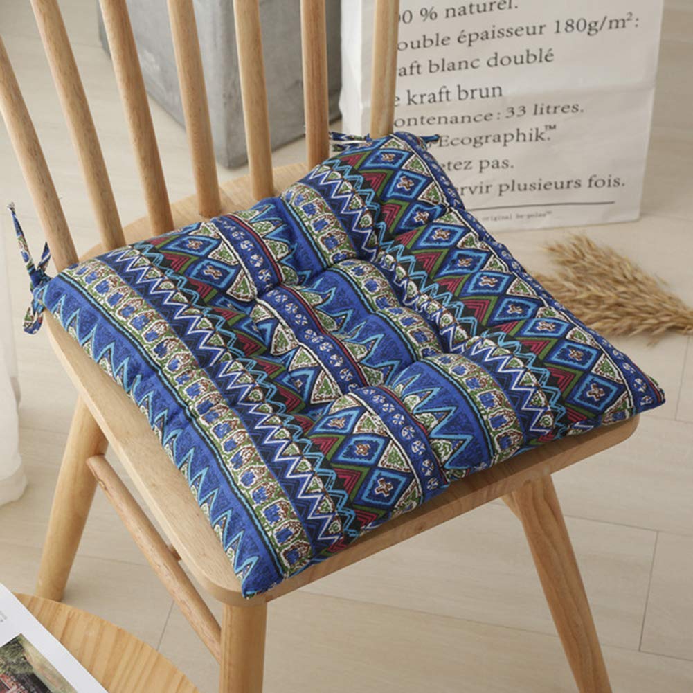 HANHAN 4 Pack Premium Dining Chiar Seat Cushions,Thick Chair Pads with Ties,Cotton Filled Square Seat Pads for Kitchen Garden Patio Office