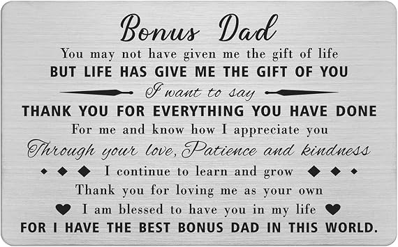 Yobent Bonus Dad Stepfather Gifts, Stepdad Wallet Card | Personalized Stepdad Birthday Wallet Card from Daughter Son, Best Step Dad Present for Thanksgiving