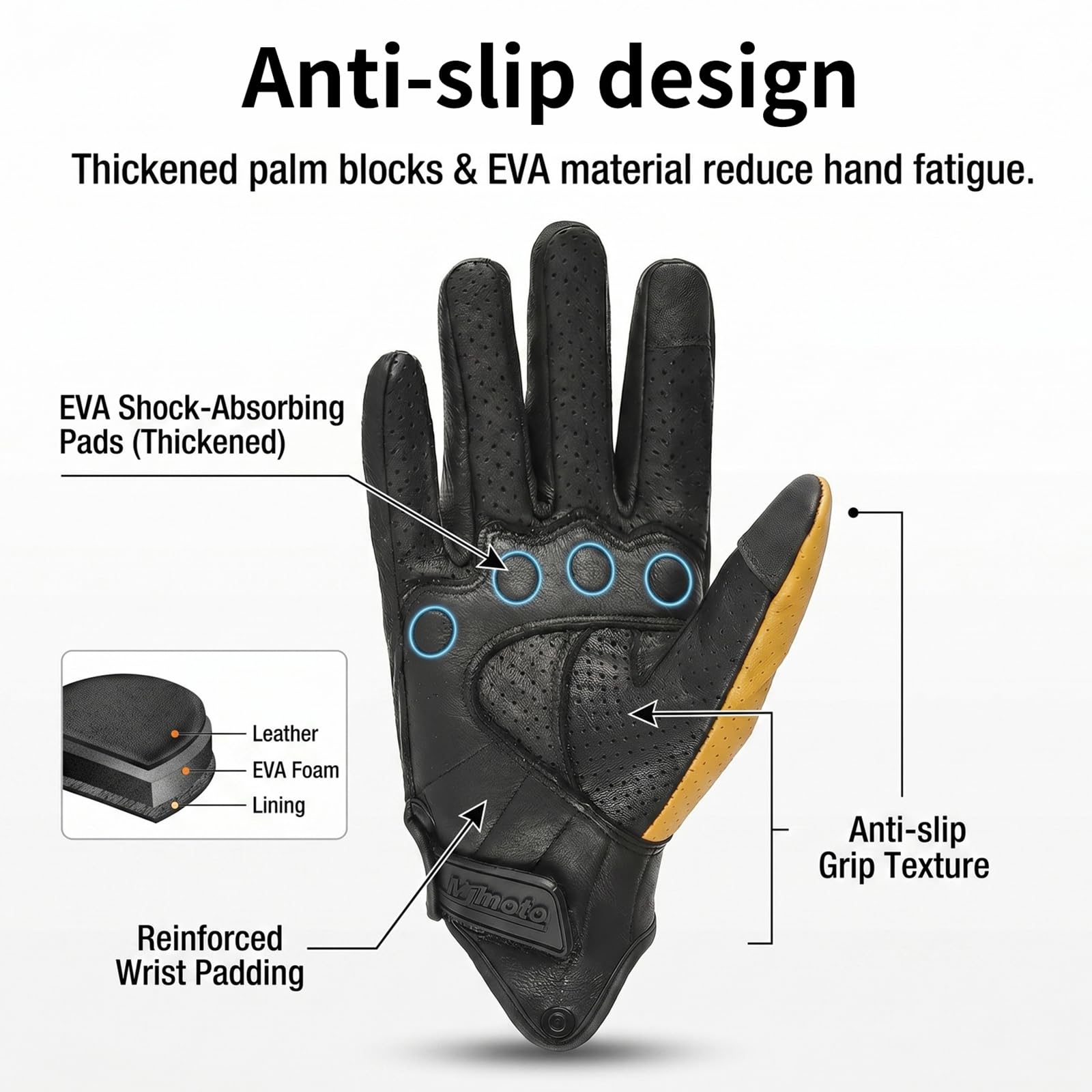 Gants de Moto en Cuir, Gants de Moto pour Hommes et Femmes, Vintage en Peau de Mouton, Protections rigides, Compatible avec écran Tactile, Gants de vélo pour Cyclisme