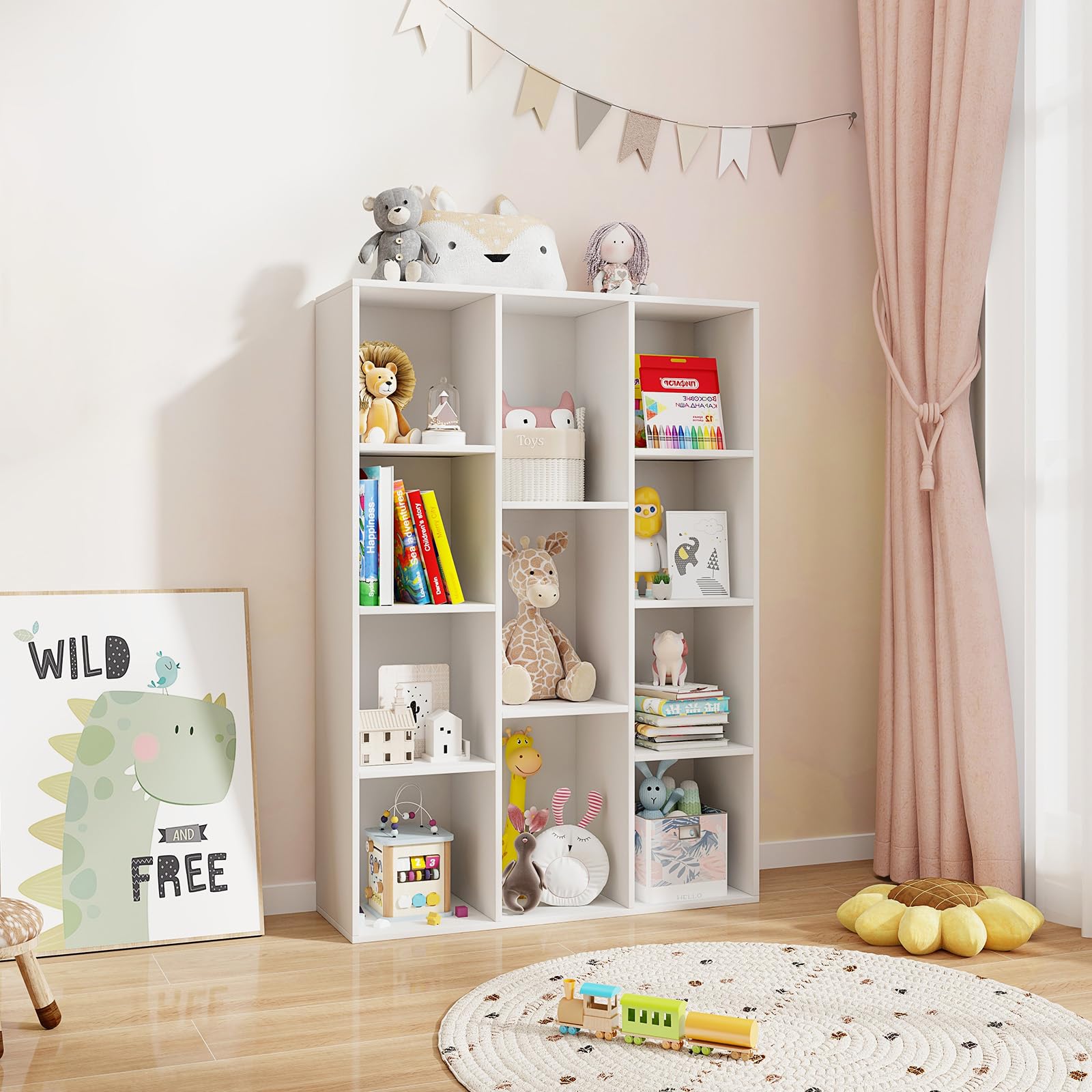 KOMFOTTEU Libreria Aperta con 11 Scomparti, Libreria a Cubi, Arredamento Casa, Scaffale da Ufficio, 74 x 24 x 106 cm (Bianco)