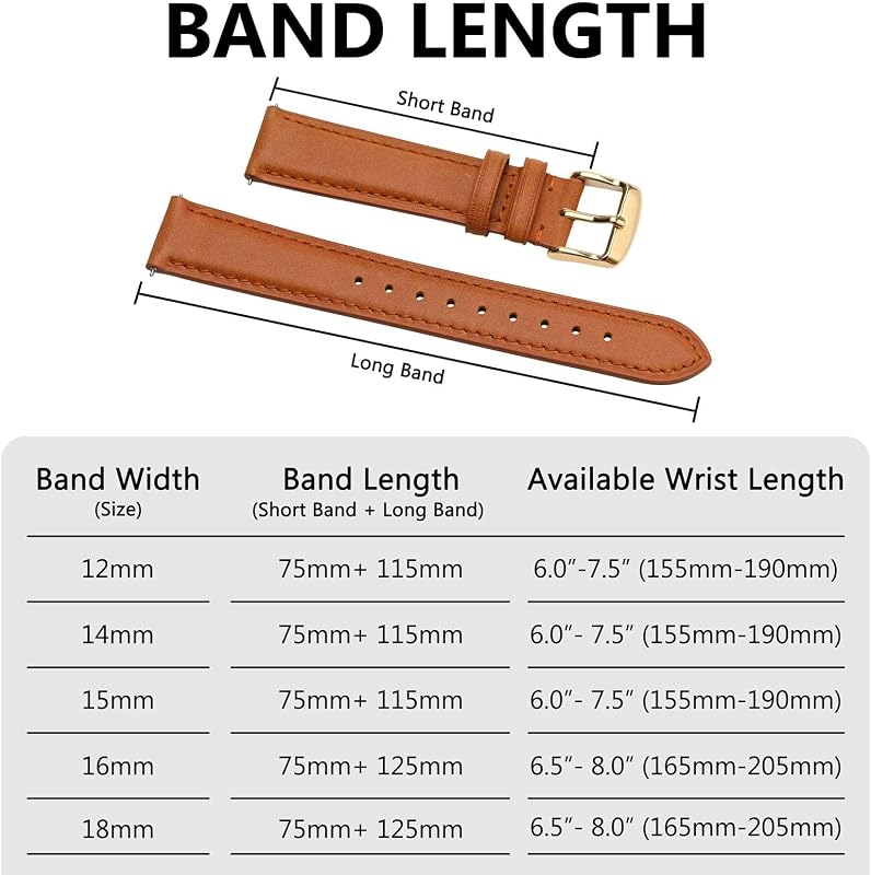 Bisonstrap Elegáns Bőr Óraszíj Gyorskioldással - Férfi és Női Órákhoz - 12-20 mm Méretben Kompatibilis Órafülekkel