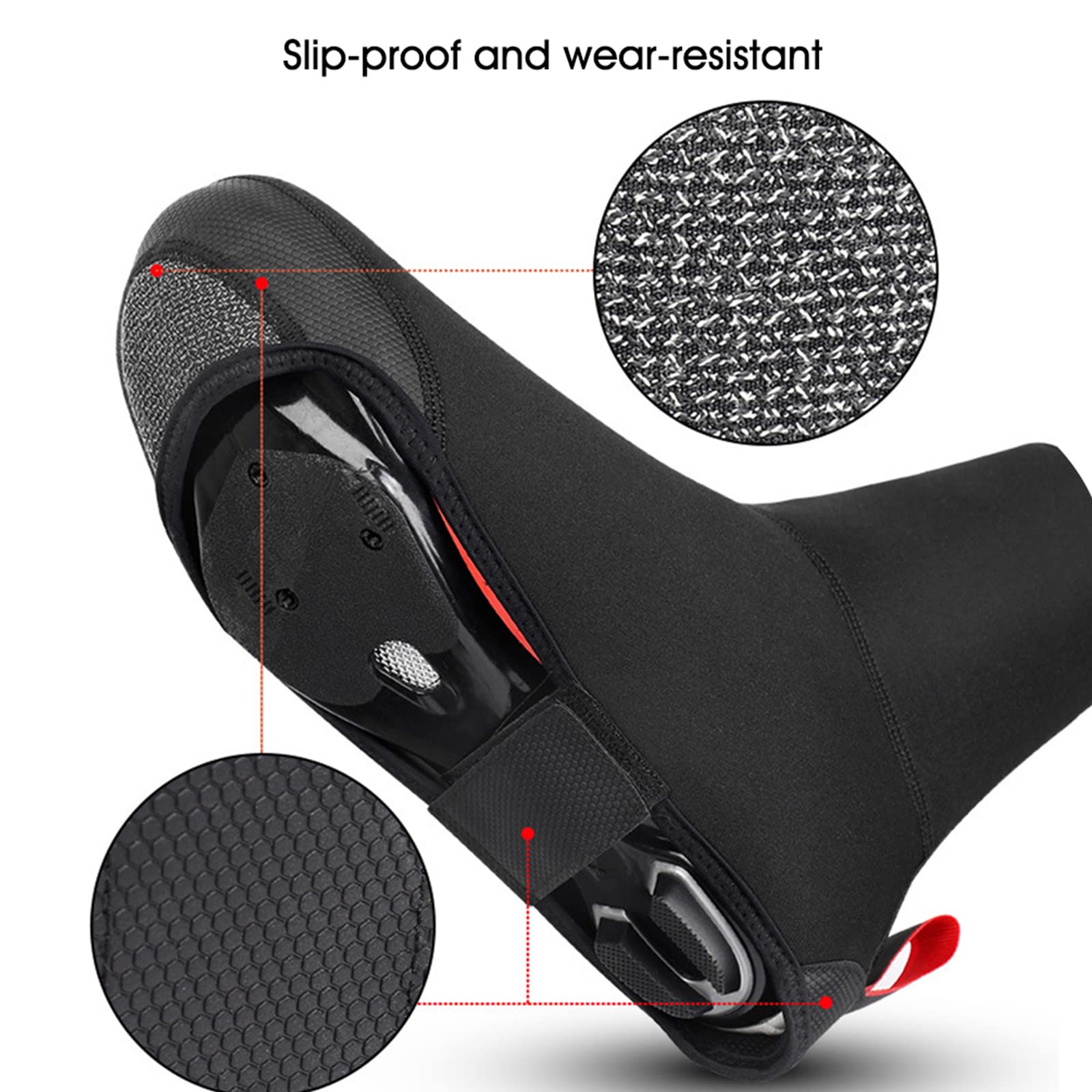 Couvre-Chaussures de Cyclisme Épaissis Couvre-Chaussures de Vélo Chauds et Coupe-Vent avec Doublure en Polaire Thermique