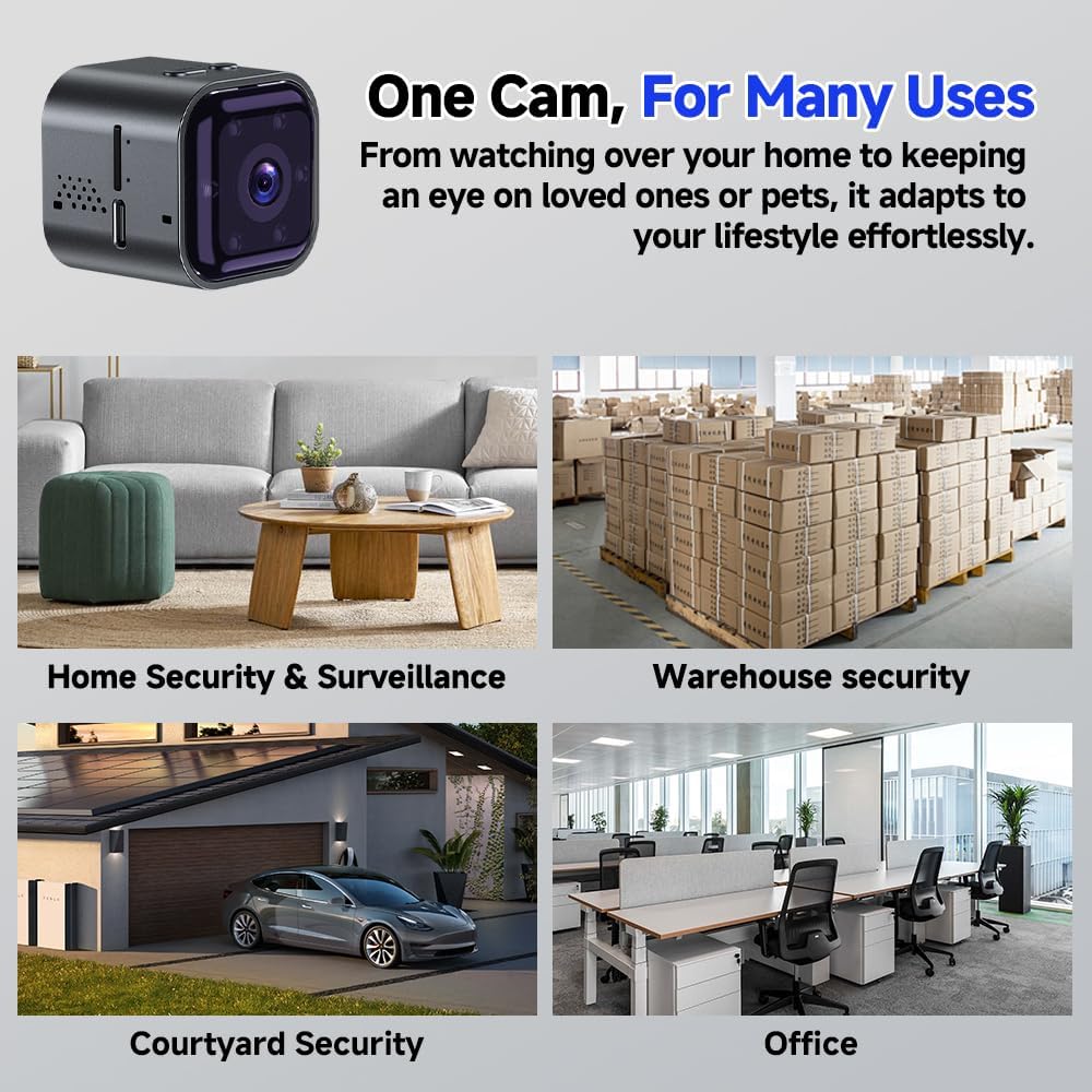 2026 Mini HD Nanny Cam Hidden Camera, No Subscription Required, Enhanced Low Light Night Vision, Remote Discreet Monitoring for Elderly Care, Children, Pets & Home Security, 2.4GHz Wireless Camera
