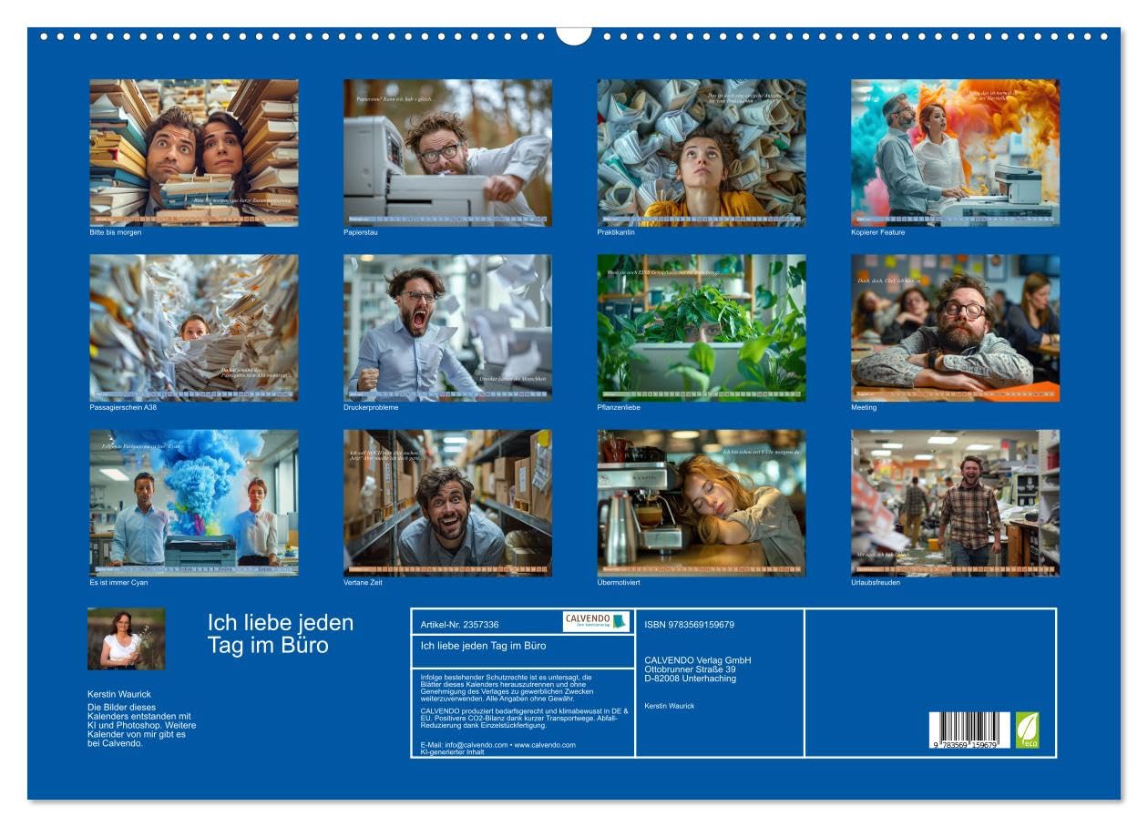 CALVENDO - Ich liebe jeden Tag im Büro (Wandkalender 2027 DIN A2 quer), Monatskalender: Arbeitswahn und Papierstau: Das Comedy-Bürokalender