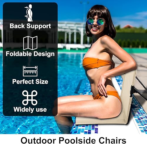 Miniatura 3 de Asiento plegable para sillas junto a la piscina, sillas portátiles al aire libre para borde de piscina, silla de playa, accesorios de piscina,