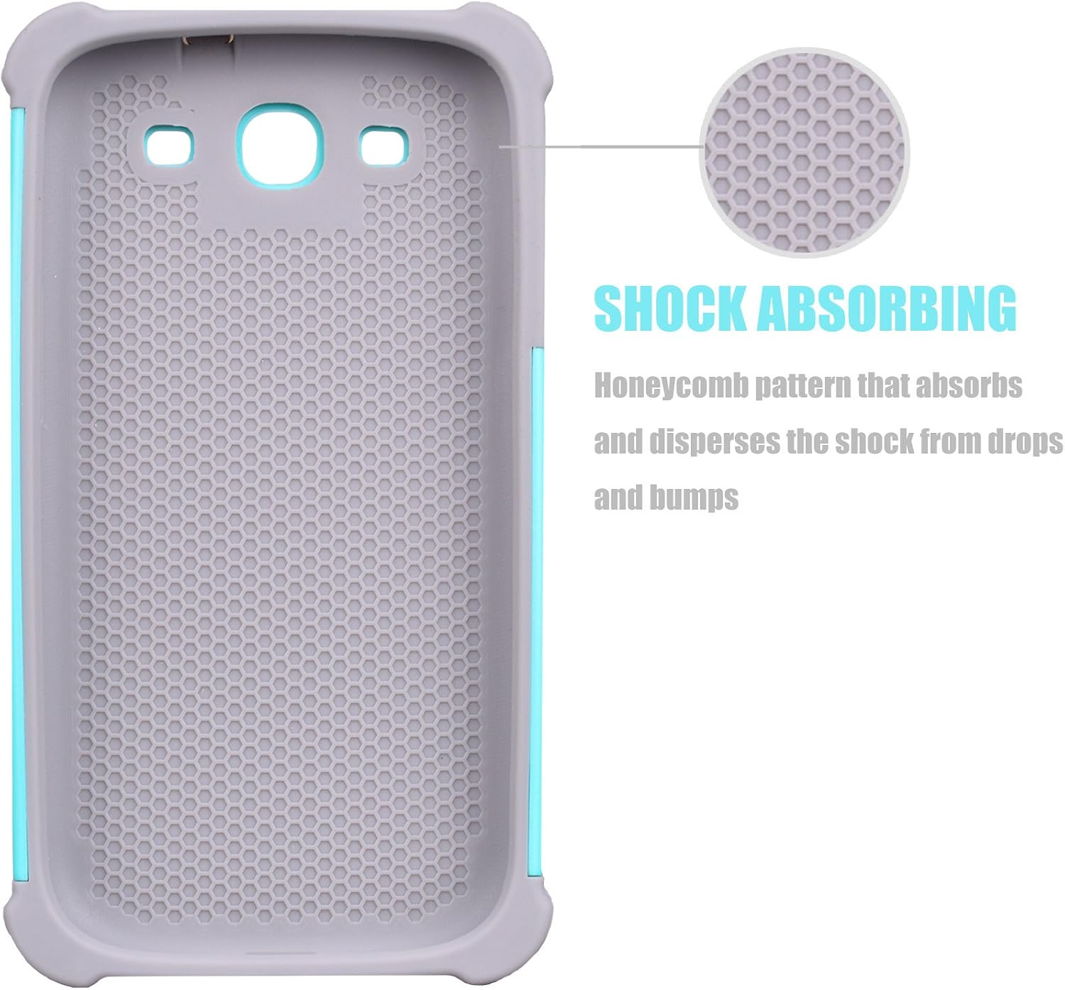 Tekcoo Galaxy S3 Case, (TM) [Tmajor Series] [Turquoise/Grey] Shock Absorbing Hybrid Rubber Plastic Impact Defender Rugged Slim Hard Case Cover Shell for Samsung Galaxy S3 S III I9300 GS3 All Carriers