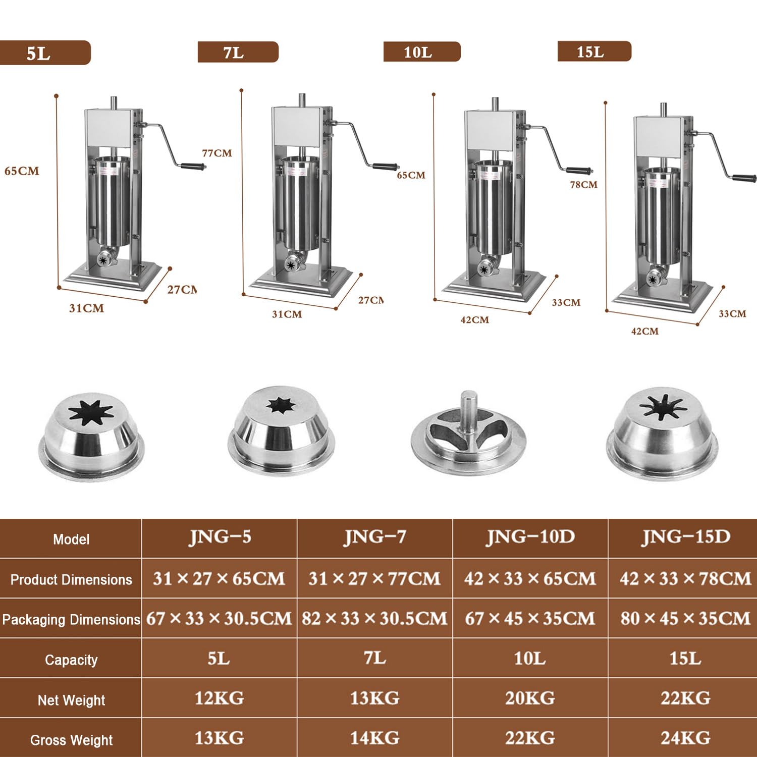 Qiang Machine Fabrication Churros Manuelle Professionnelle Machine Remplissage Churros Machine Fruits Latine en Acier Inoxydable avec 4 Buses,pour Faire Différentes Formes Bâtonnets Pâte Frits,10L