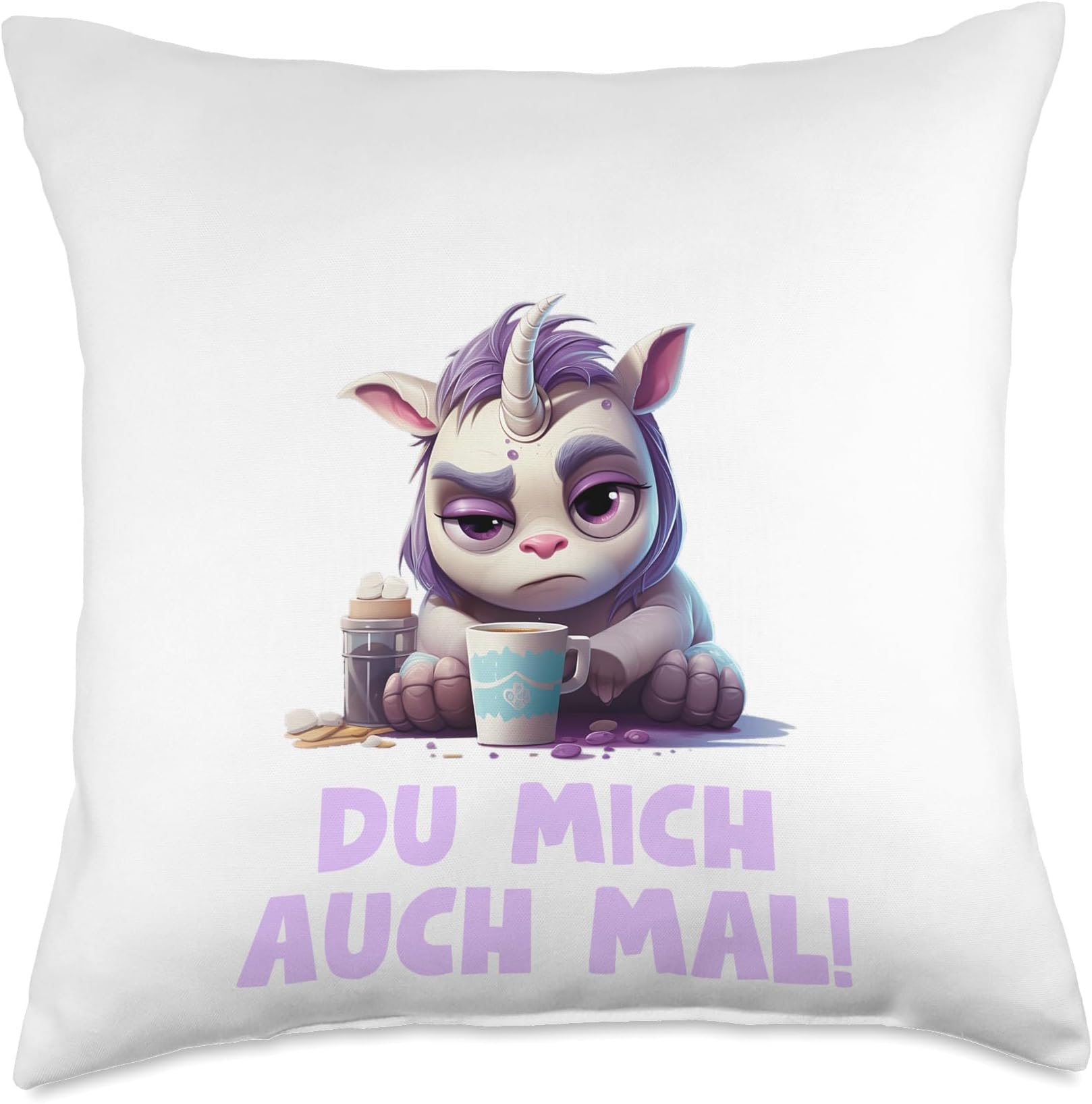 Guten Morgen? Du mich auch! Einhorn Kaffee SpruchGuten Morgen? Du mich auch! Einhorn Kaffee Spruch Guten Morgen Du mich auch mal Einhorn Kaffee Spruch Lustig Throw Pillow, 18x18, Multicolor