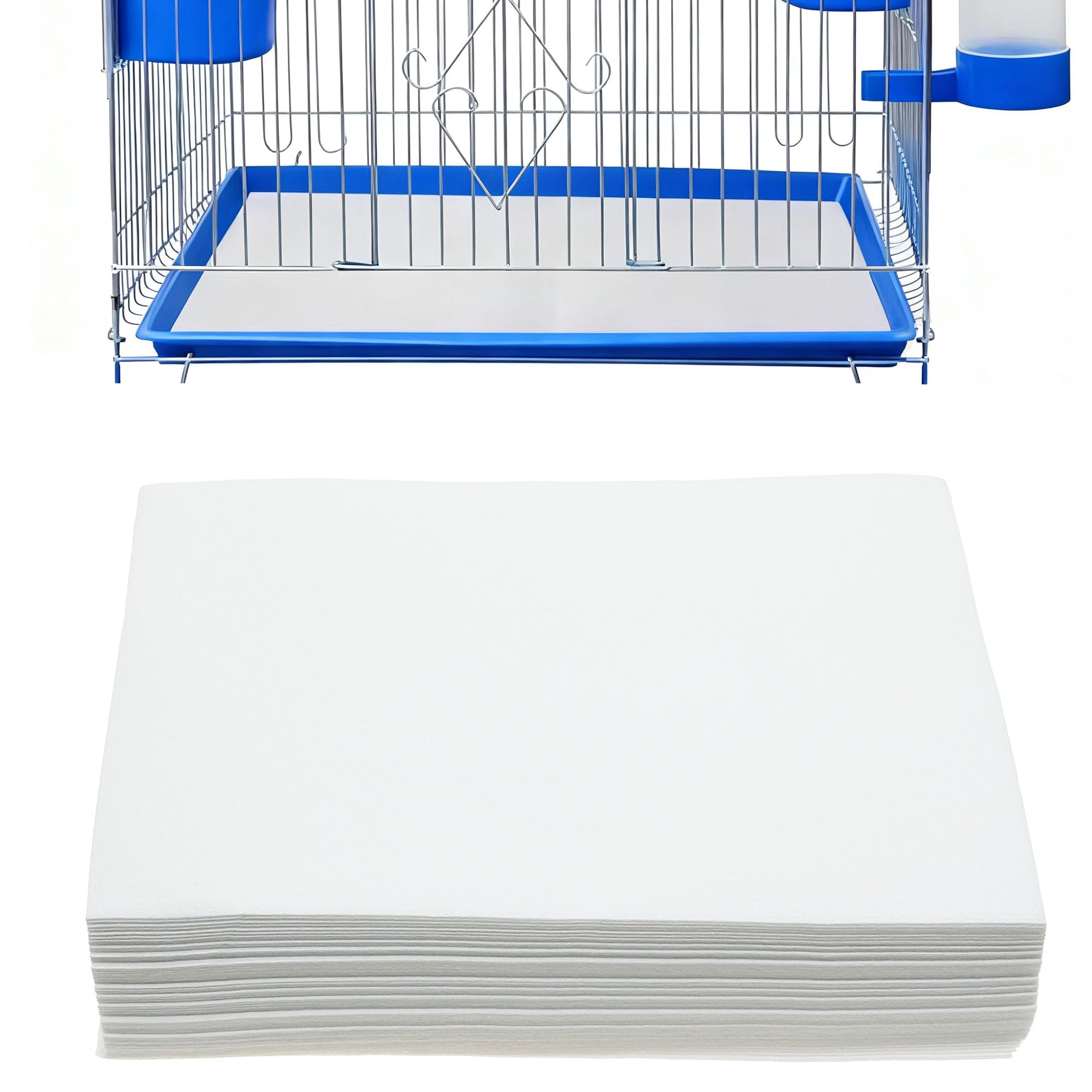 Allazone 100 Sheets Bird Cage Liner Papers, Disposable Bird Cage Paper Liners, Cuttable Pet Animal Cages Cushion, Precut Absorbent Bird Paper for Bird Parrot Small Animal, 5.9 x 8.66’’