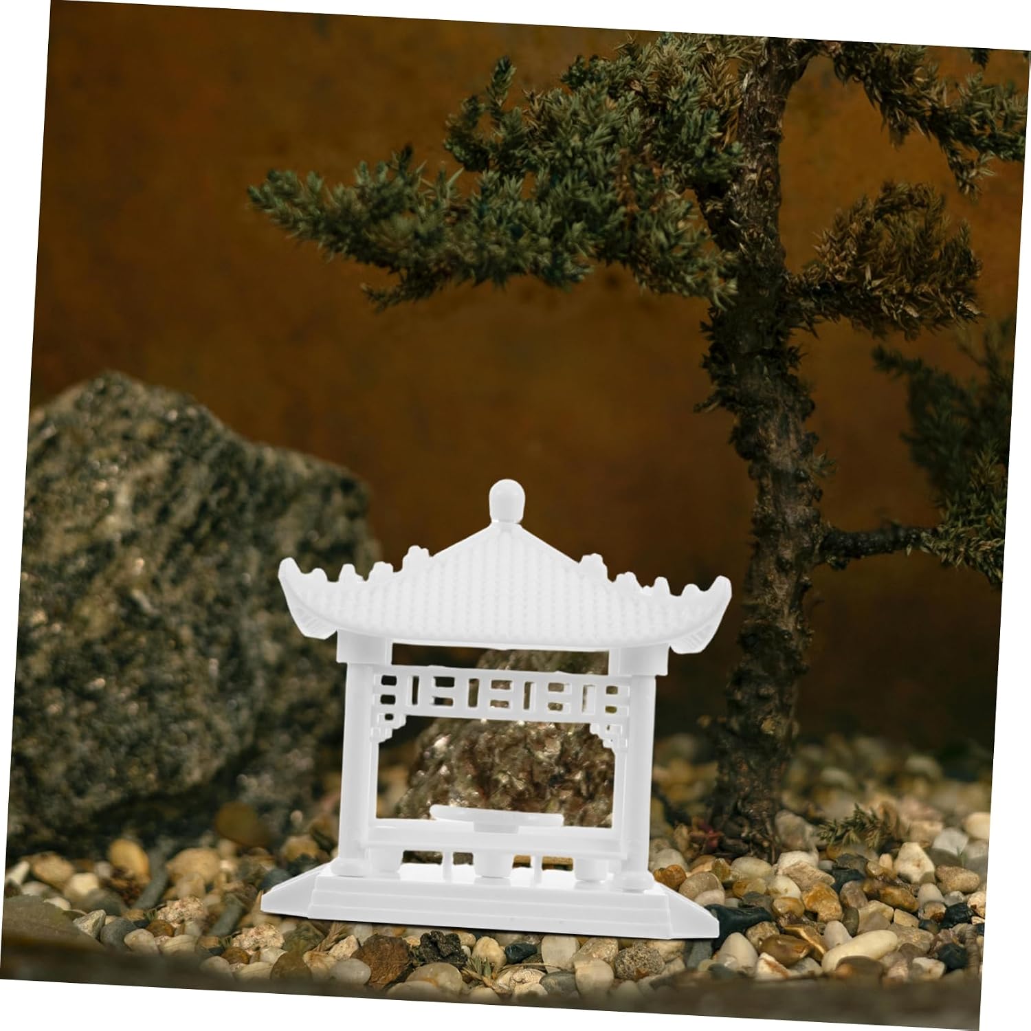 Kisangel Mini Pagoda Statue White Plastic DIY Pavilion for Garden Decor
