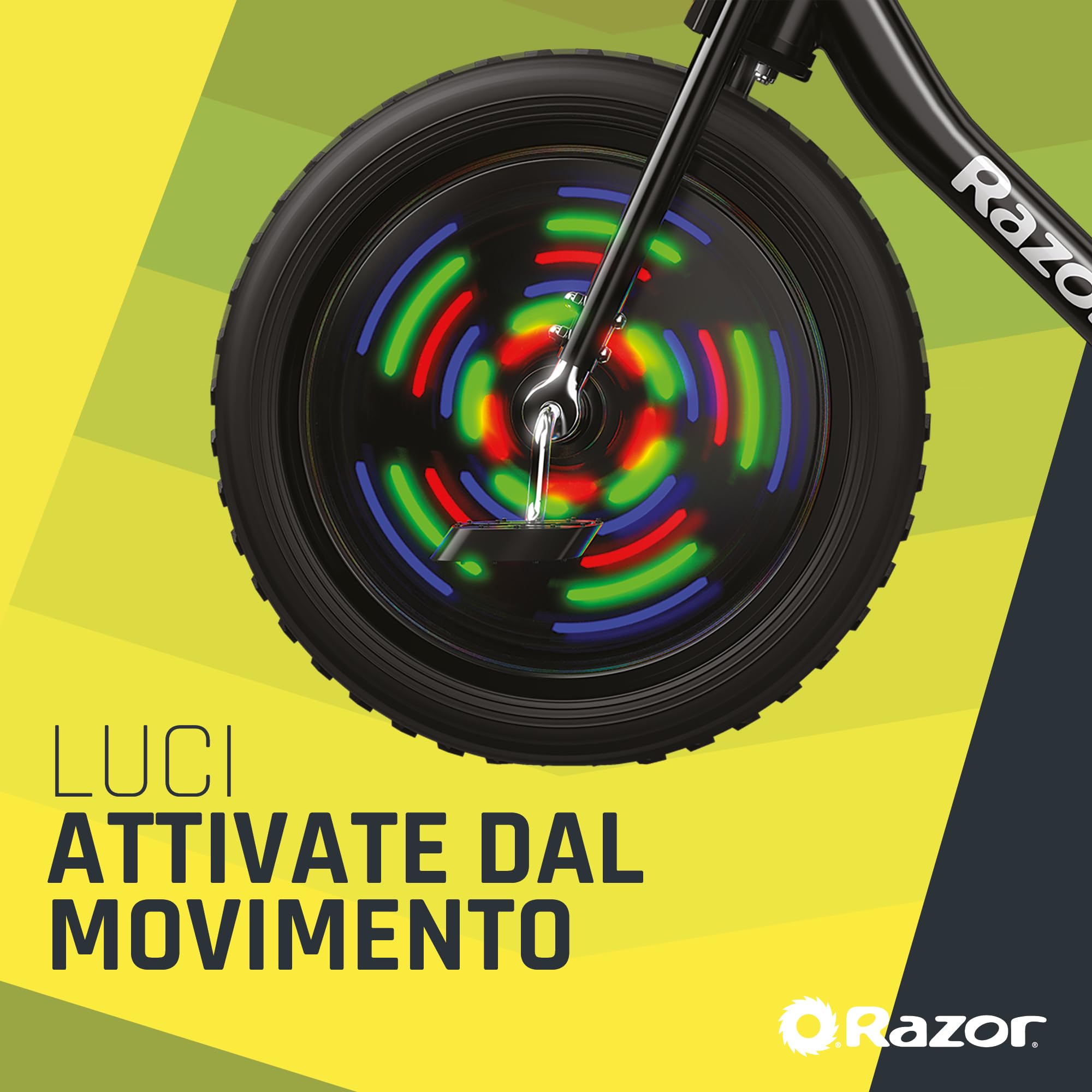Razor RipRider 360 Lightshow - Triciclo per Bambini dai 5 anni in su con Sterzo a 360°, Luci Multicolori Attivate dal Movimento, Trike a 3 Ruote con Ruote Posteriori - Nero