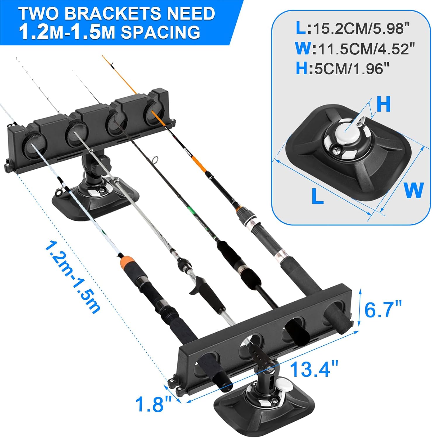 Fishing Rod Holder for Boat, 360° Rotatable Crappie Rod Holder for Boat, Boat Rod Storage Rack