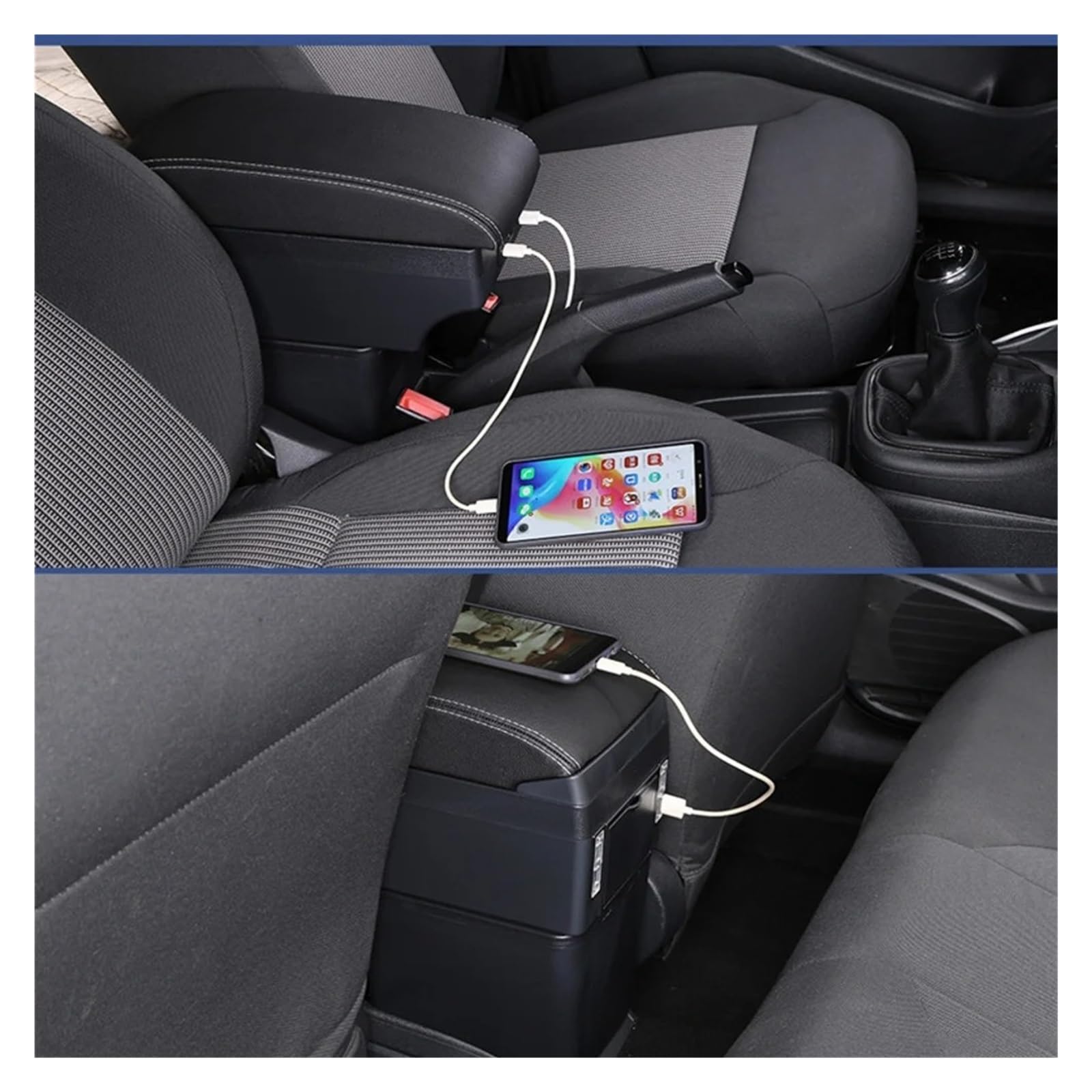 Accoudoir Central Avec Rangement Et Porte-Gobelets Pour FIAT PANDA II - Console Voiture