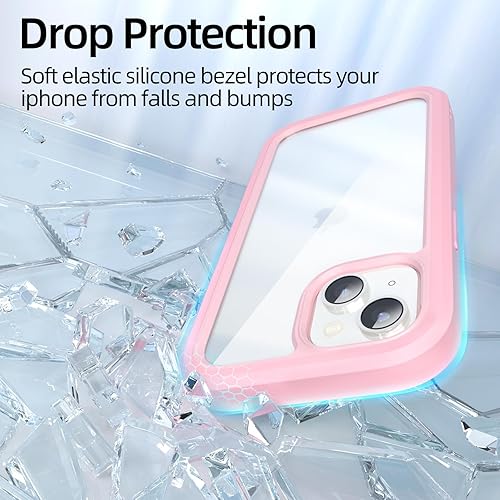 Miniatura 4 de WXR Compatible con iPhone 15, parachoques de silicona suave y parte trasera de policarbonato duro transparente e interior de policarbonato duro,