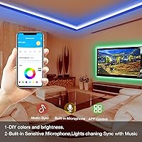 Vista 2 de DAYBETTER - Tira de luces LED RGB inteligentes, luces LED de 50 pies para dormitorio con control de aplicación, cambiantes, multicolor